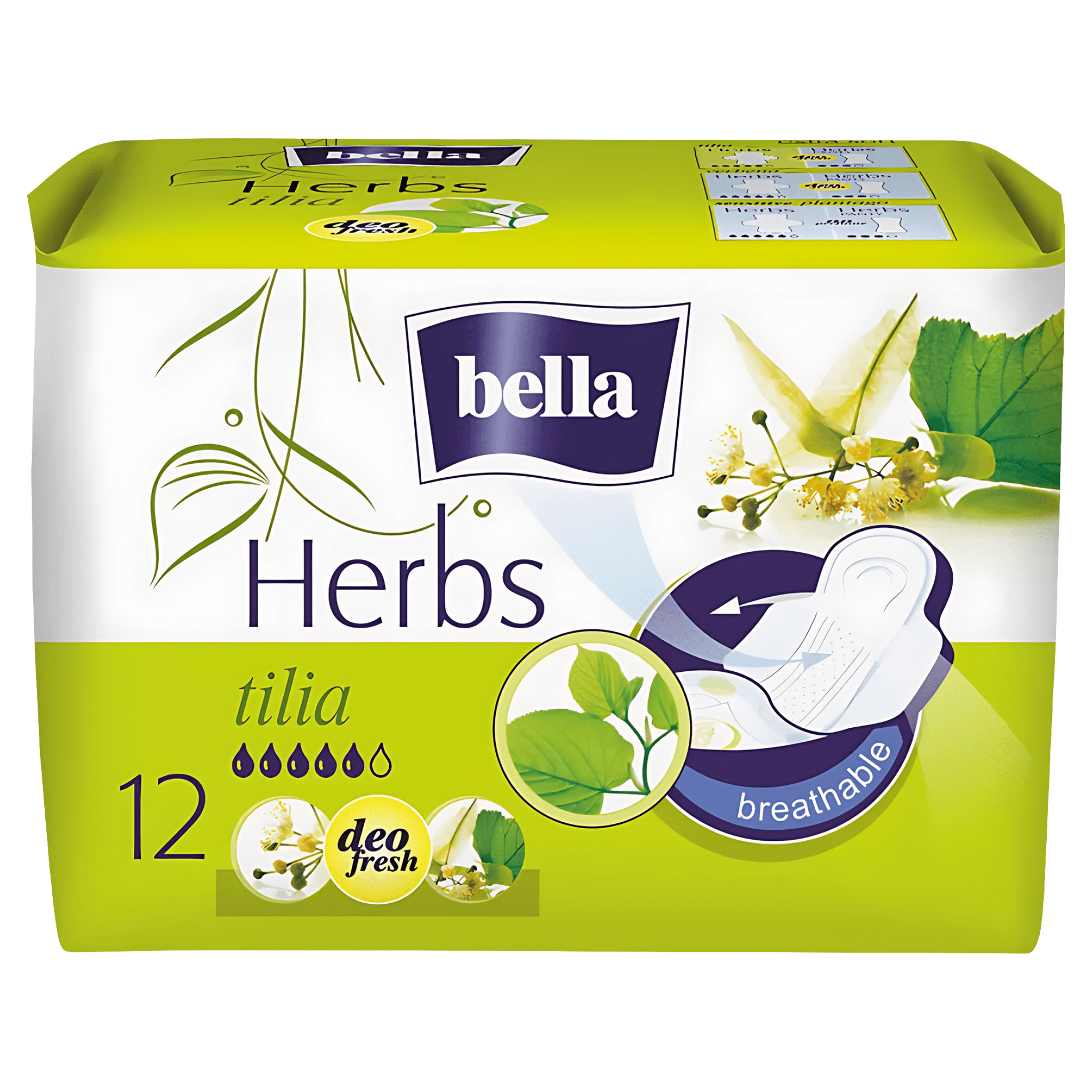 Absorbante Bella Herbs flori de tei, 12 bucati