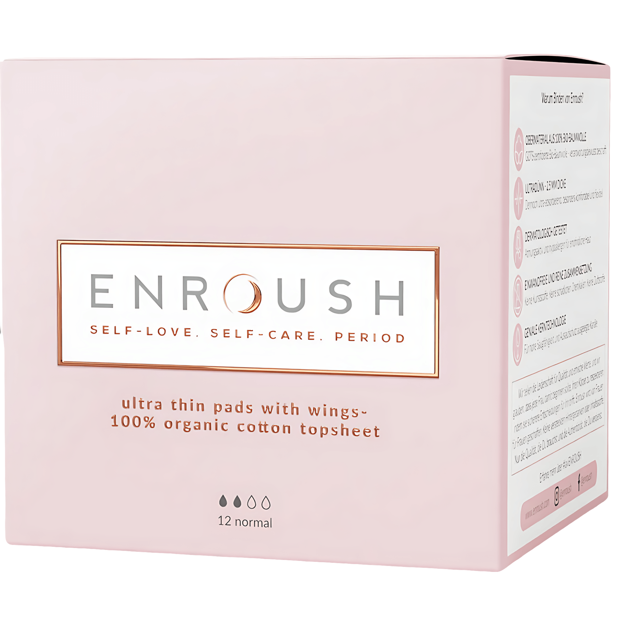 Absorbante din bumbac organic Enroush Normal, 12 bucati
