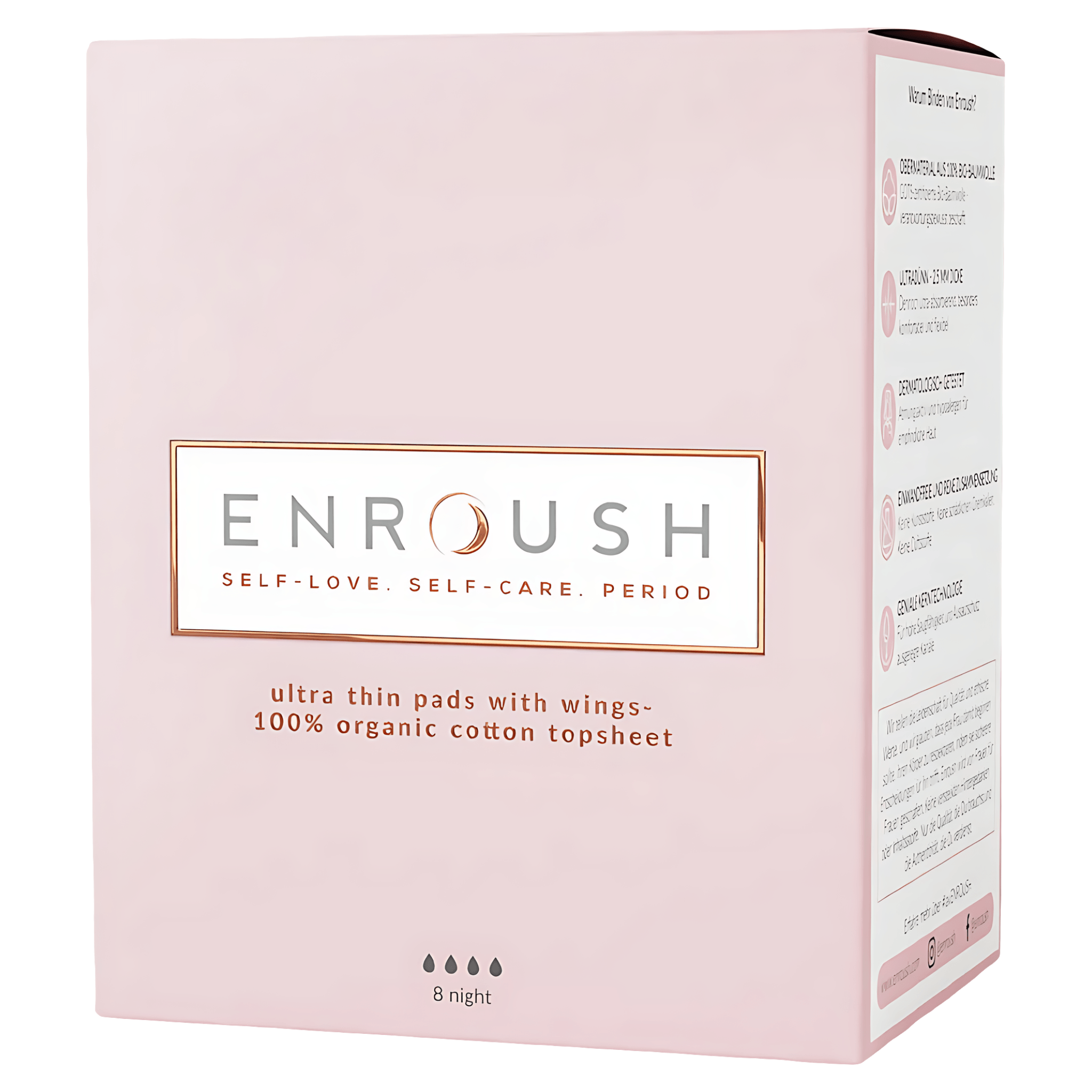 Absorbante din bumbac organic Enroush Night, 8 bucati