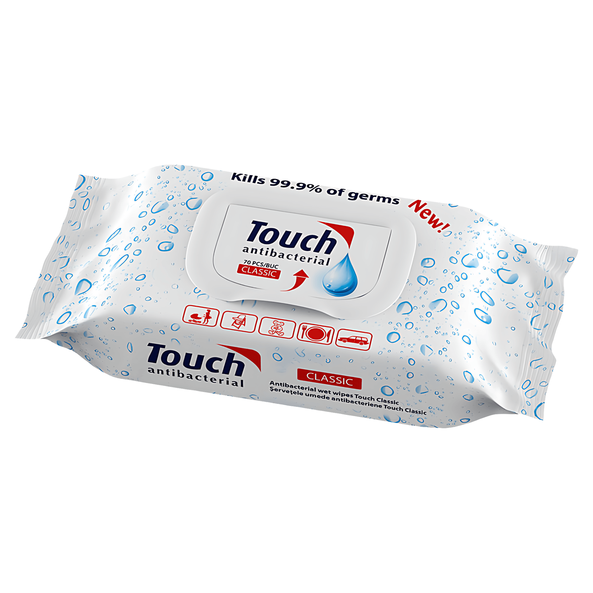 Servetele antibacteriene Touch Clasic, 70 bucati