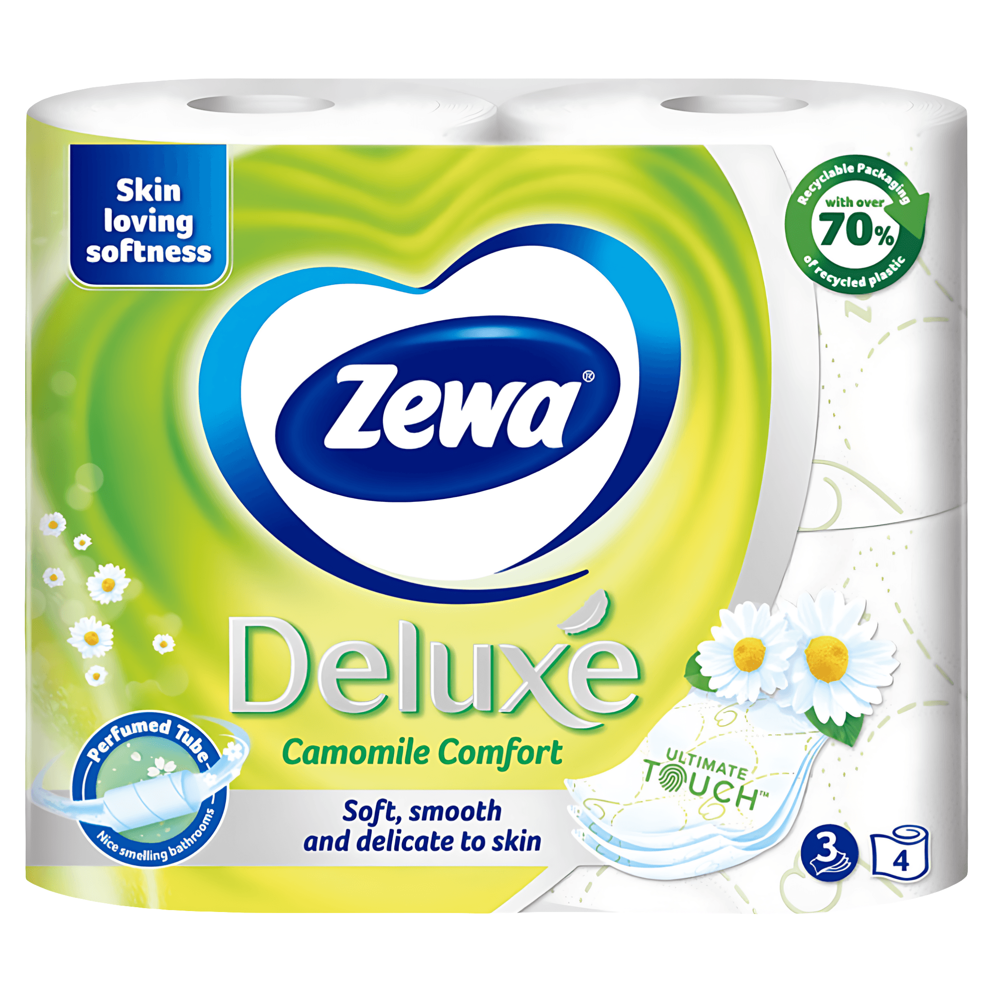 Hartie igienica Zewa Deluxe Camomile Comfort 4 role, 3 straturi