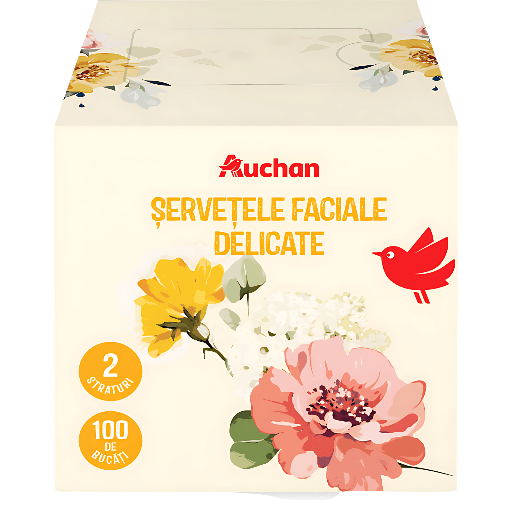 Servetele faciale Auchan, 2 straturi, 100 bucati