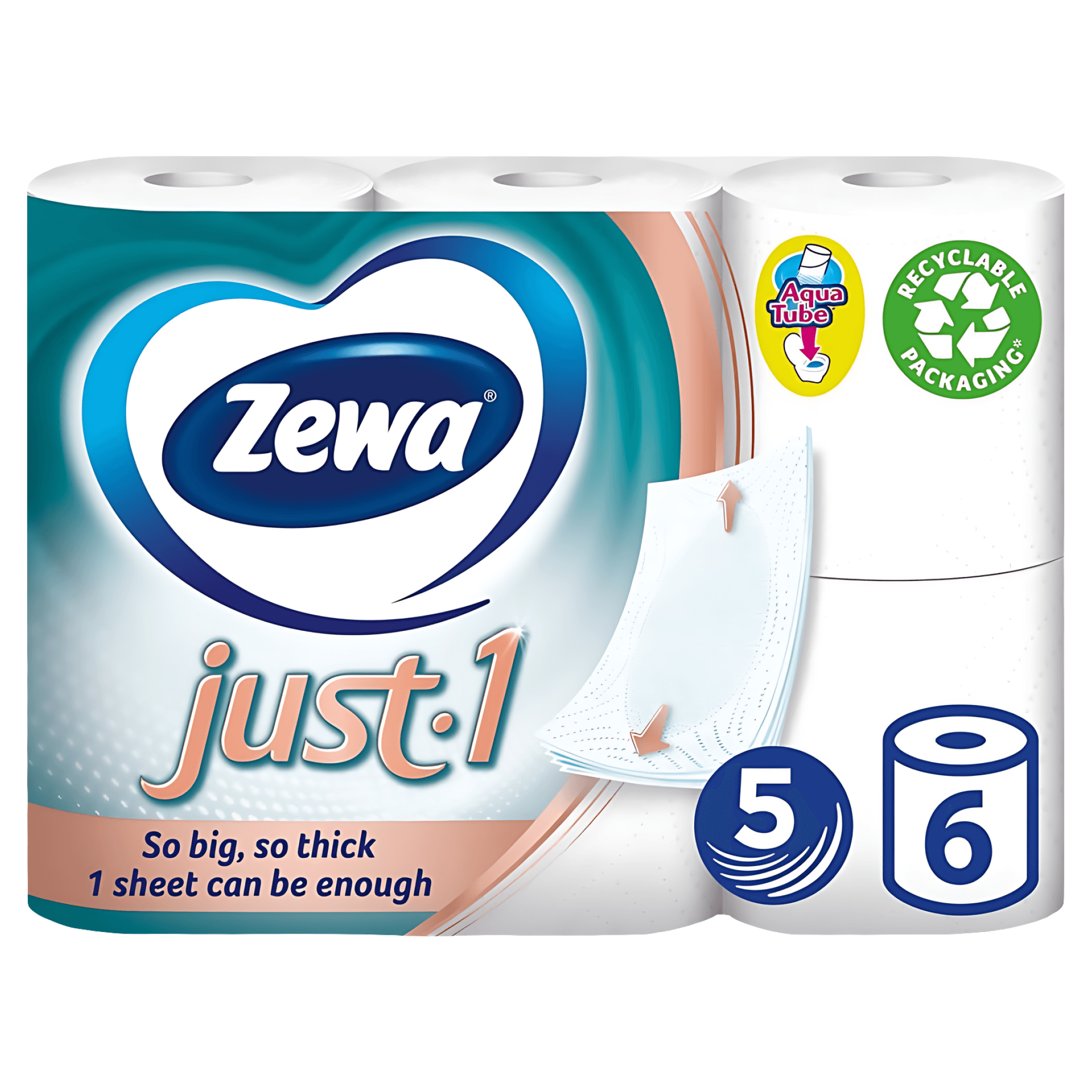 Hartie igienica Zewa Just-1, 5 straturi, 6 role