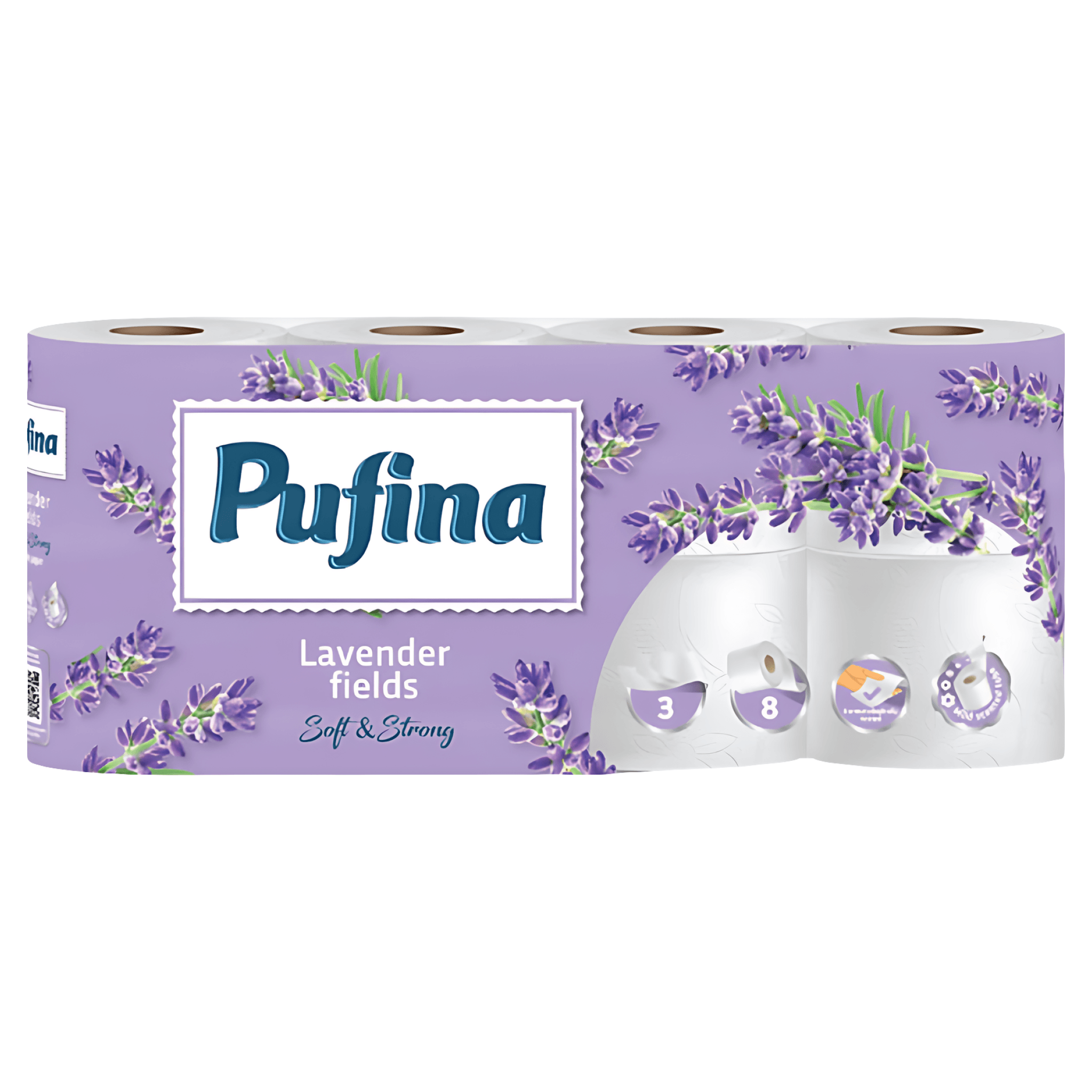 Hartie igienica Pufina Campuri de Lavanda 8 role, 3 straturi