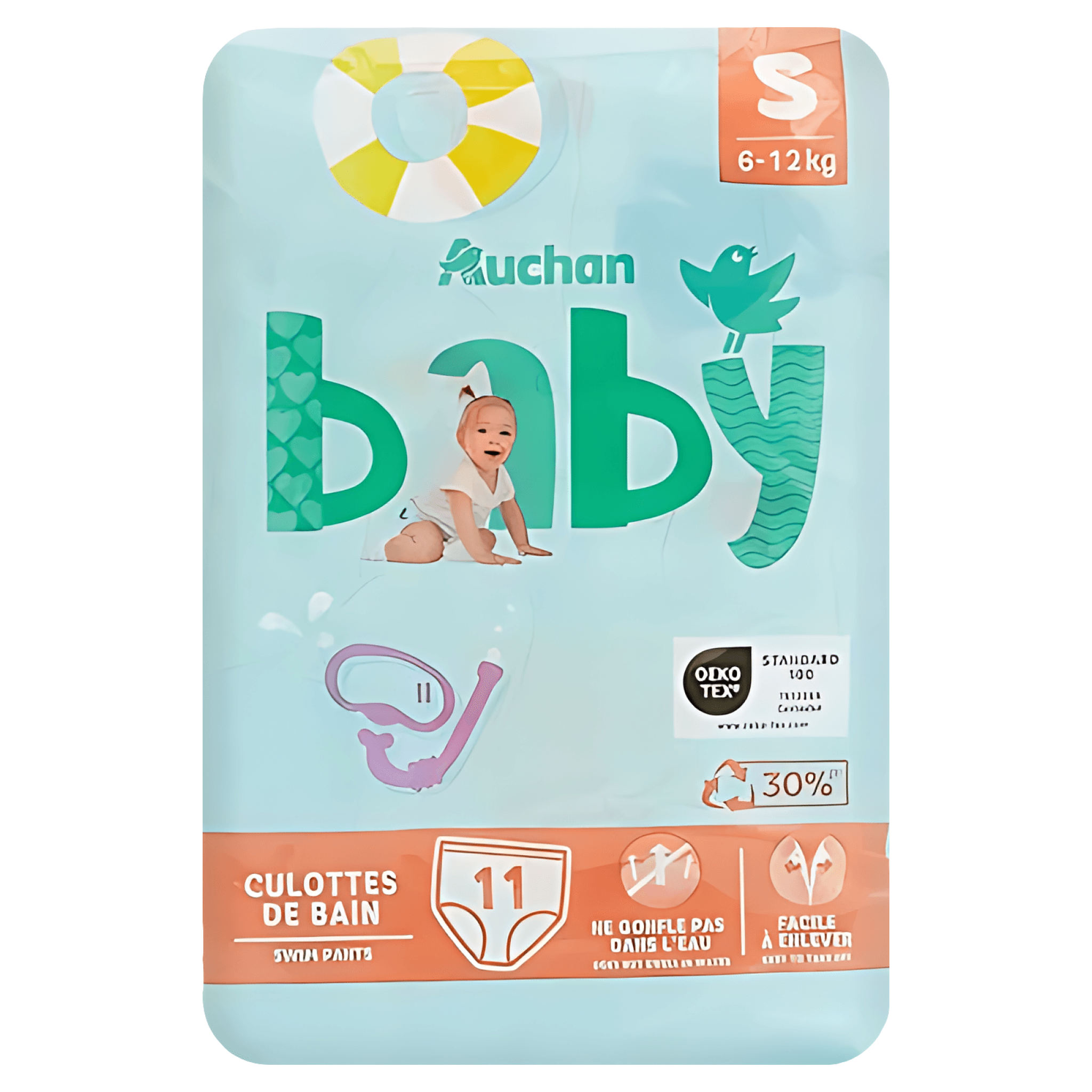 Scutece Chilotel pentru inot Auchan Baby, marimea S, 6 - 12 kg, 11 bucati