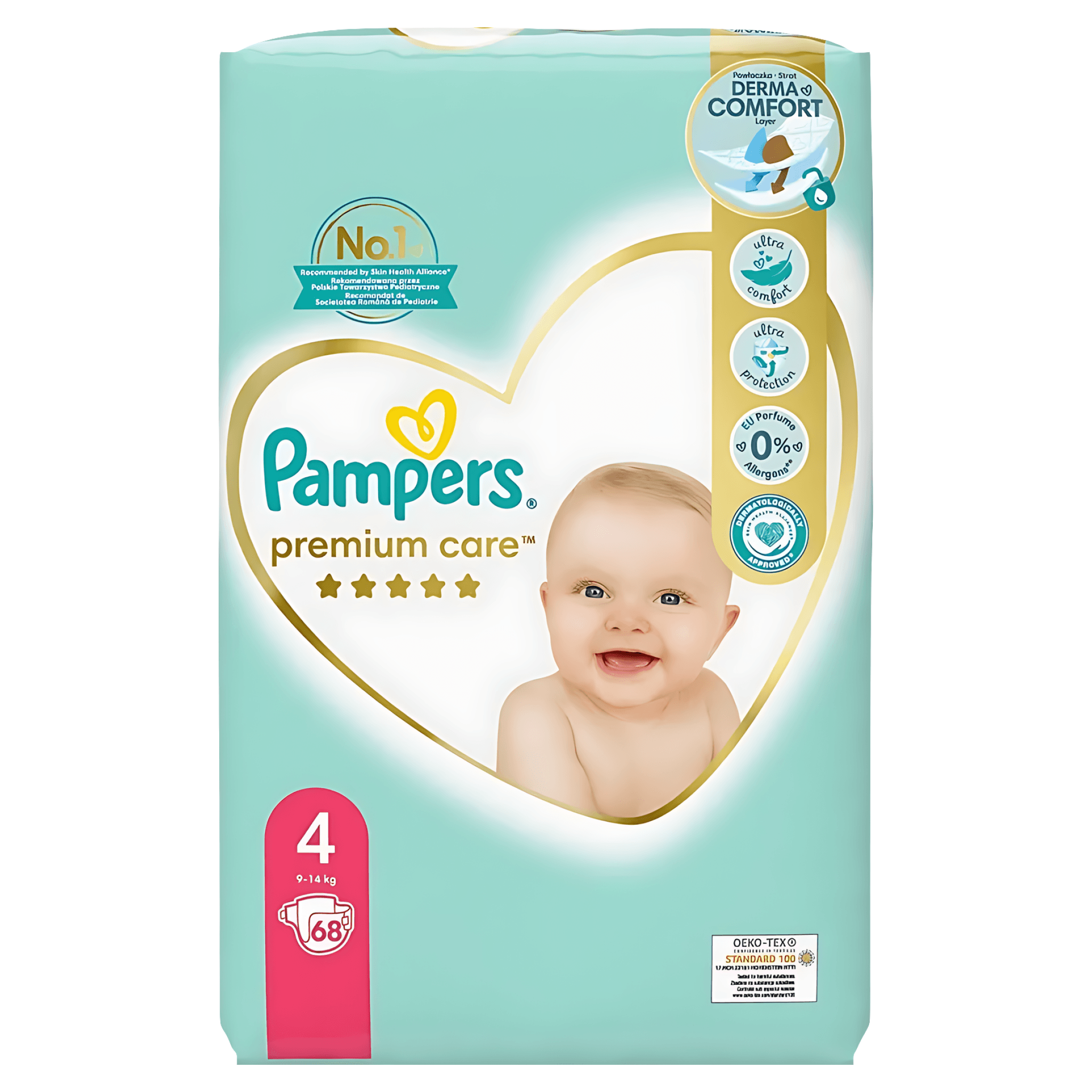 Scutece Pampers Premium Care, marimea 4, 9 - 14 kg, 68 bucati