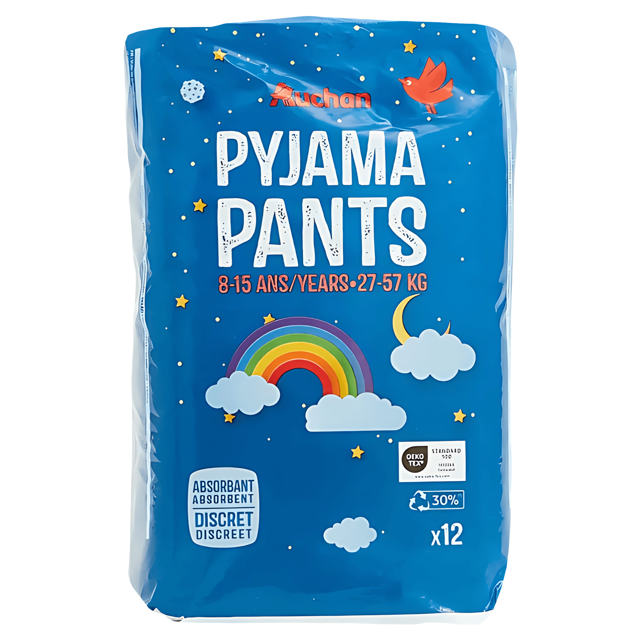 Scutece Auchan Baby Pyjama Pants, 27 - 57 kg, 12 bucati