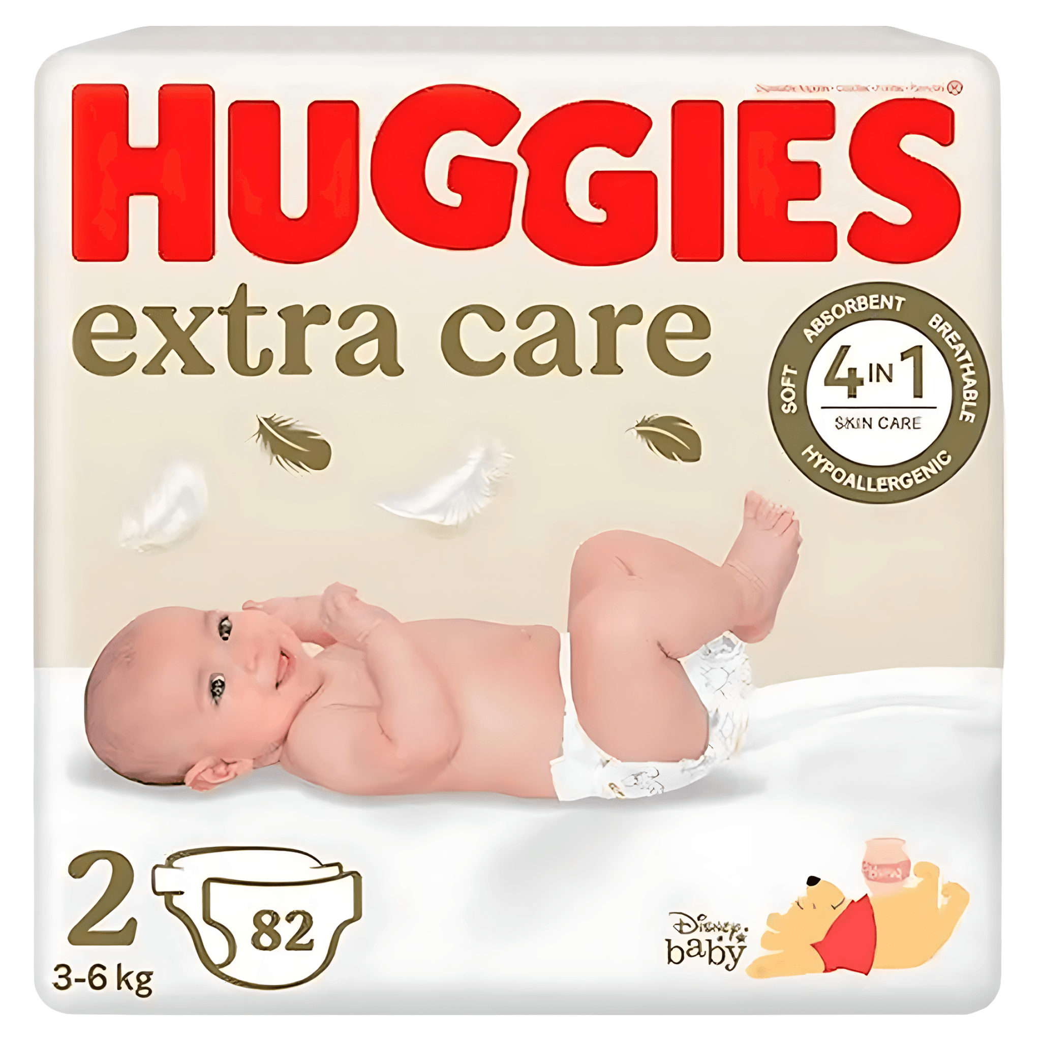 Scutece Huggies Extra Care, marimea 2, 3 - 6 kg, 82 bucati