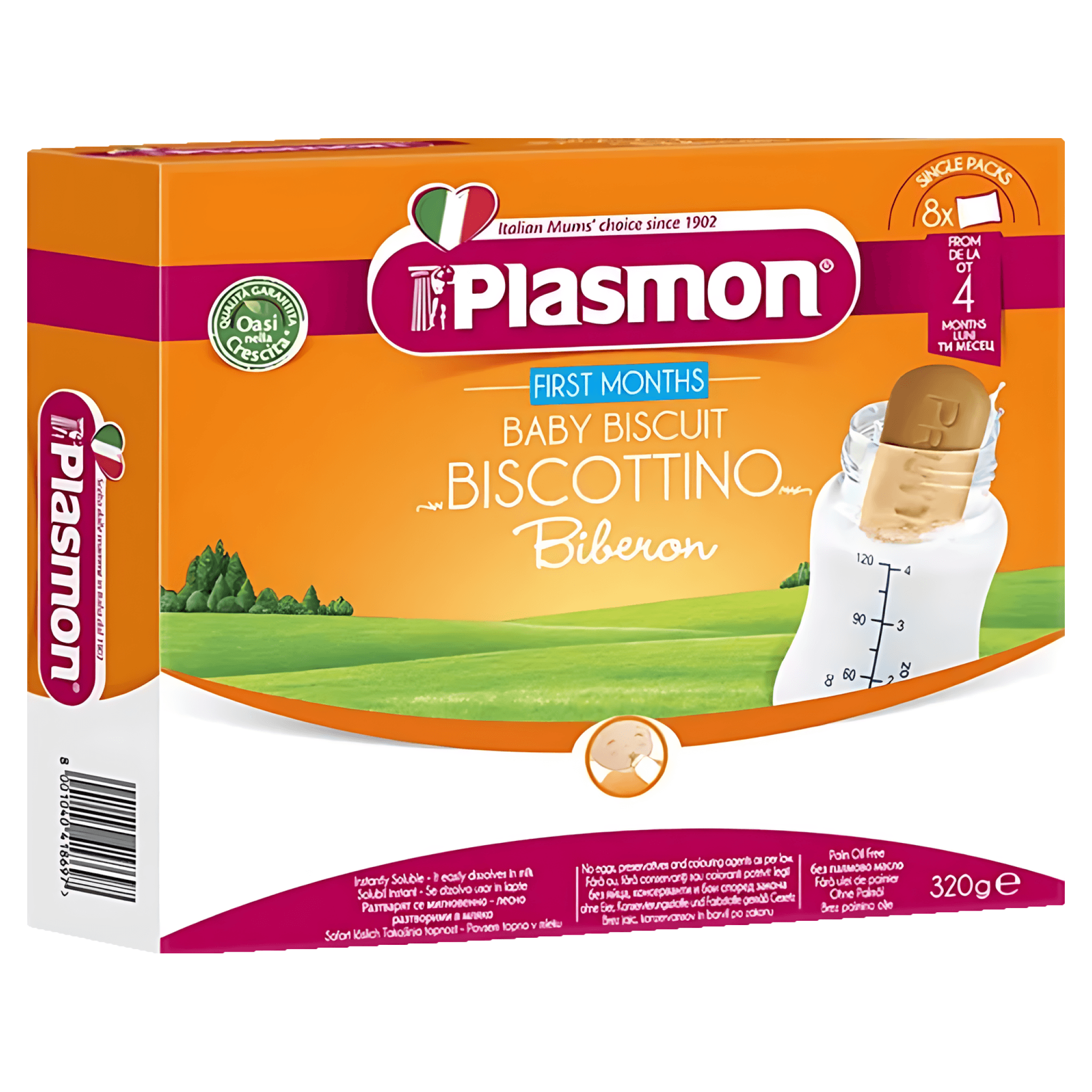 Biscuiti intregi pentru biberon Plasmon, de la 4 luni, 320 g