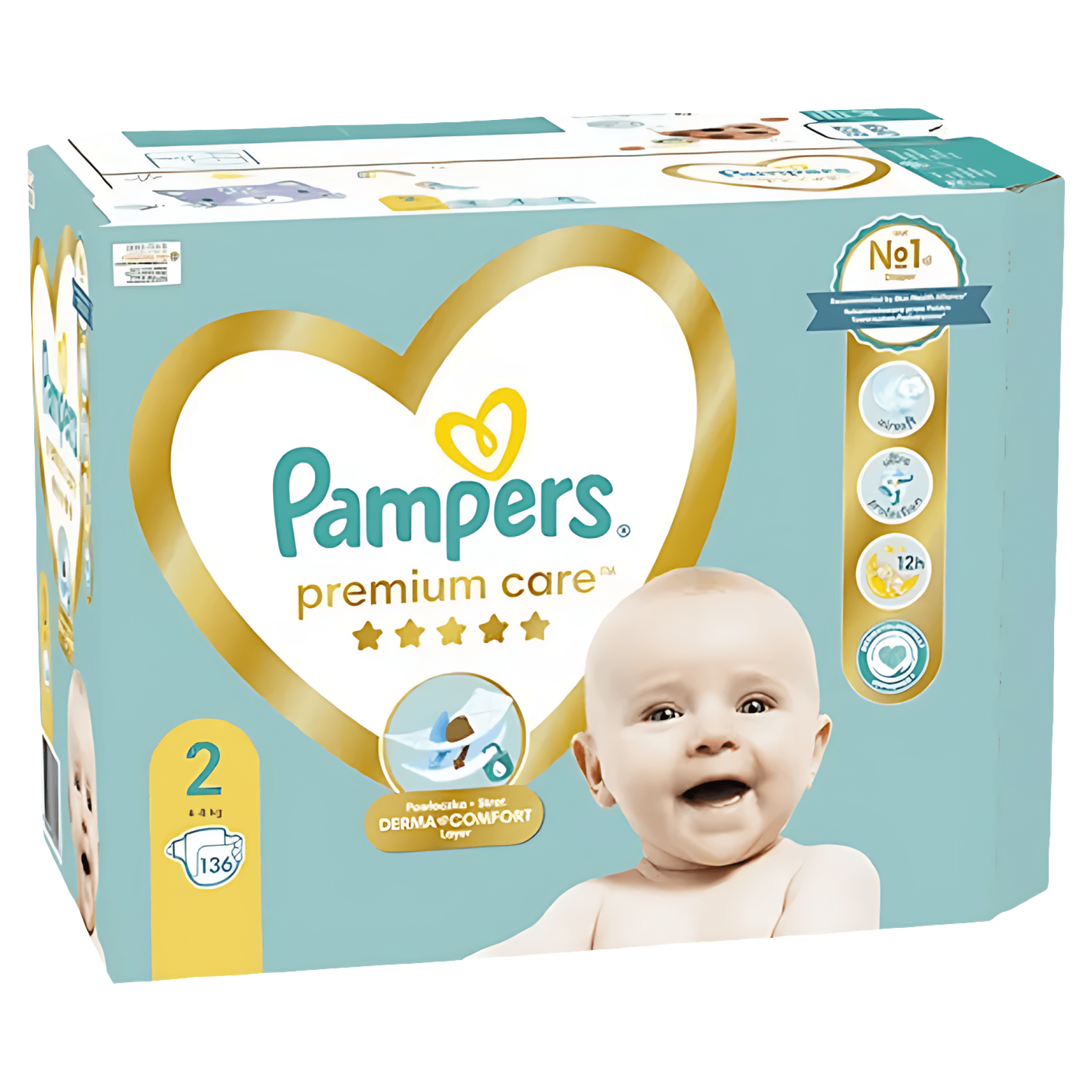 Scutece Pampers Premium Care, marimea 2, 4 - 8 kg, 136 bucati