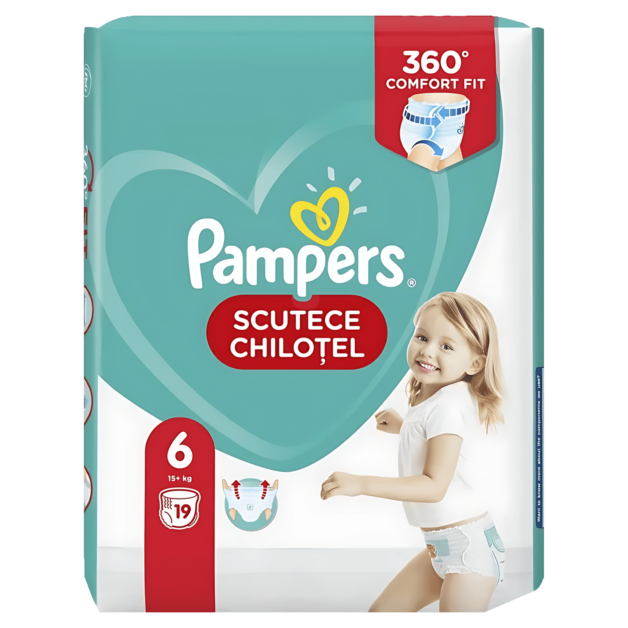 Scutece Chilotel Pampers Pants Extra Large, marimea 6, 15+ kg, 19 bucati