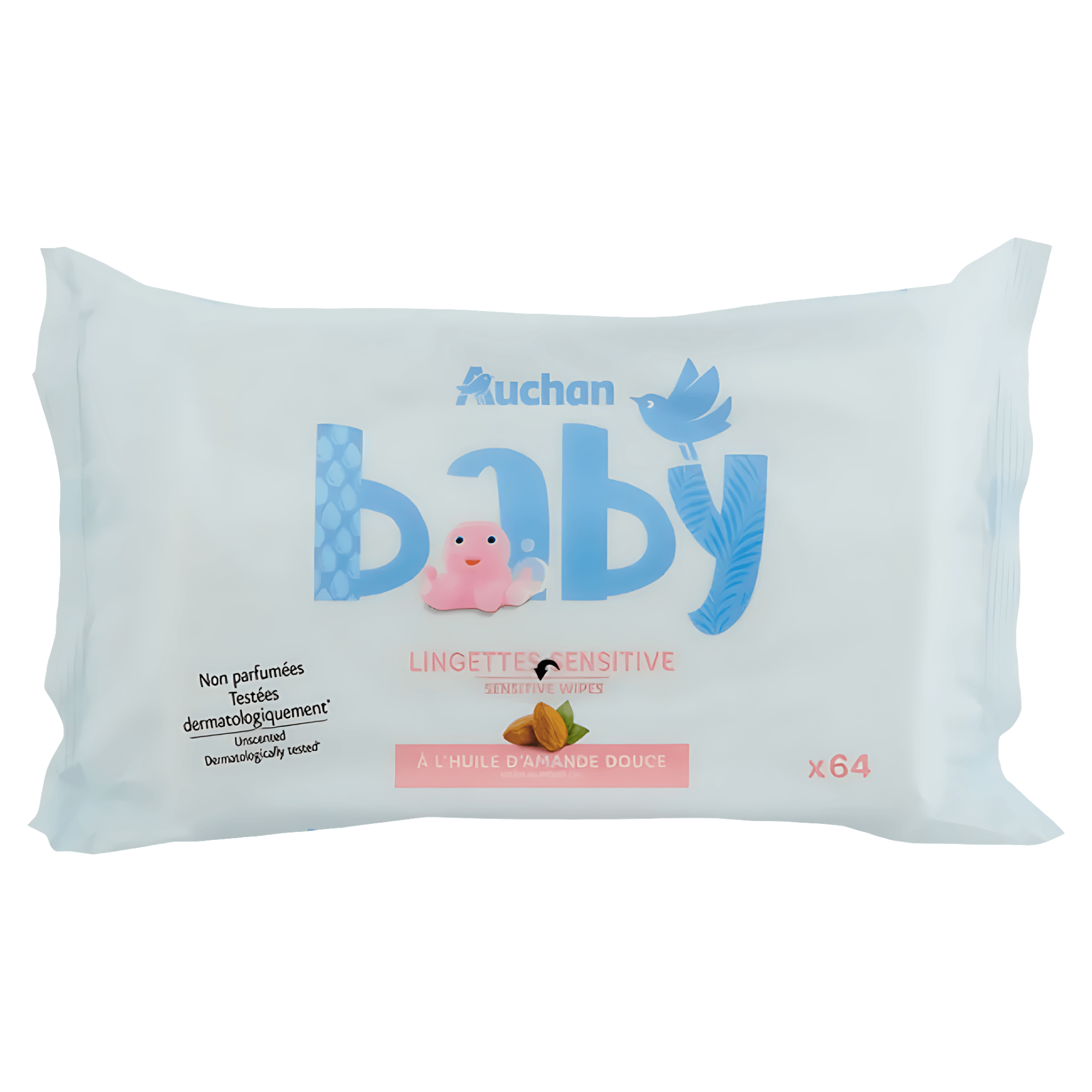Servetele umede bebelusi Auchan Baby, cu ulei de migdale dulci, 64 bucati