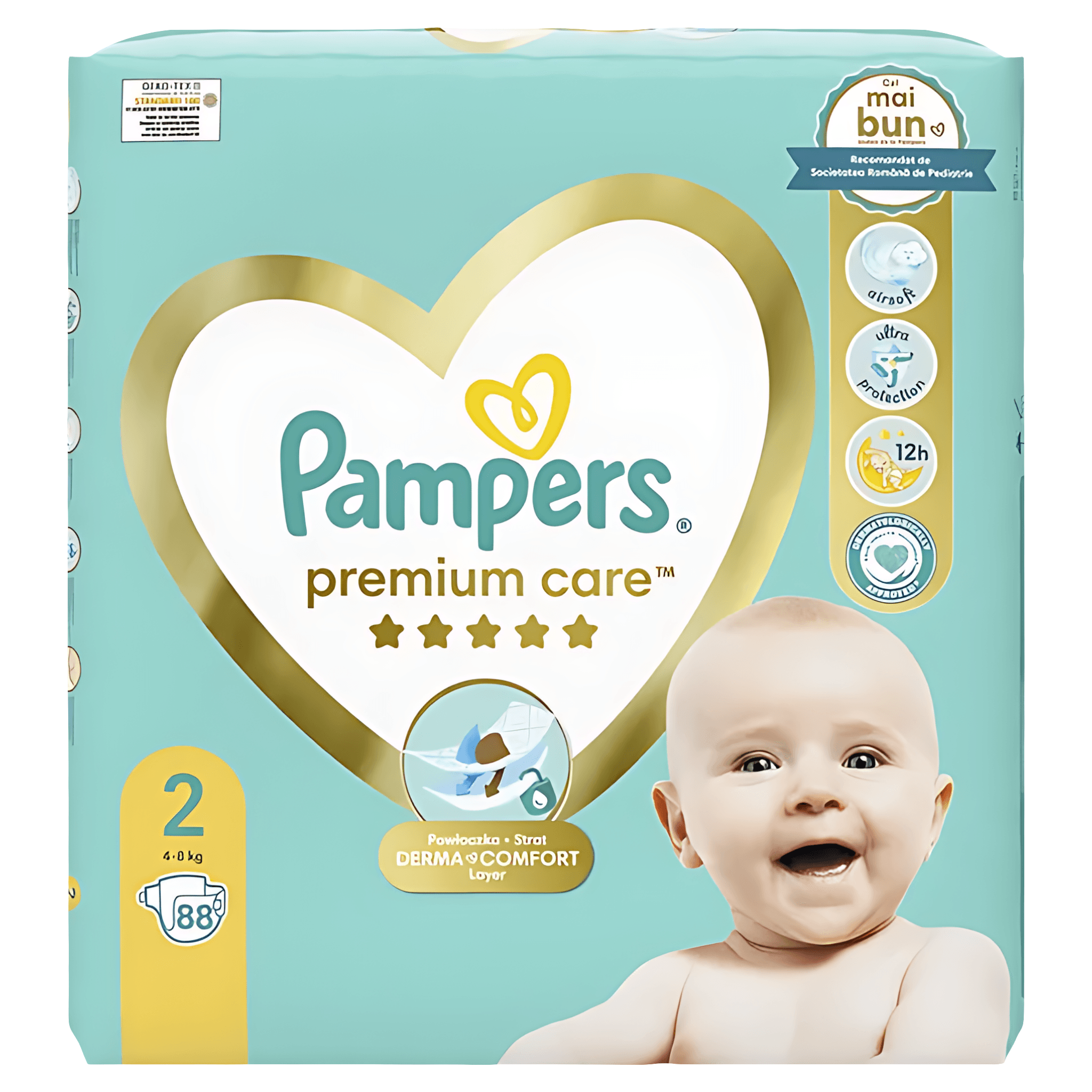 Scutece Pampers Premium Care, marimea 2, 4 - 8 kg, 88 bucati