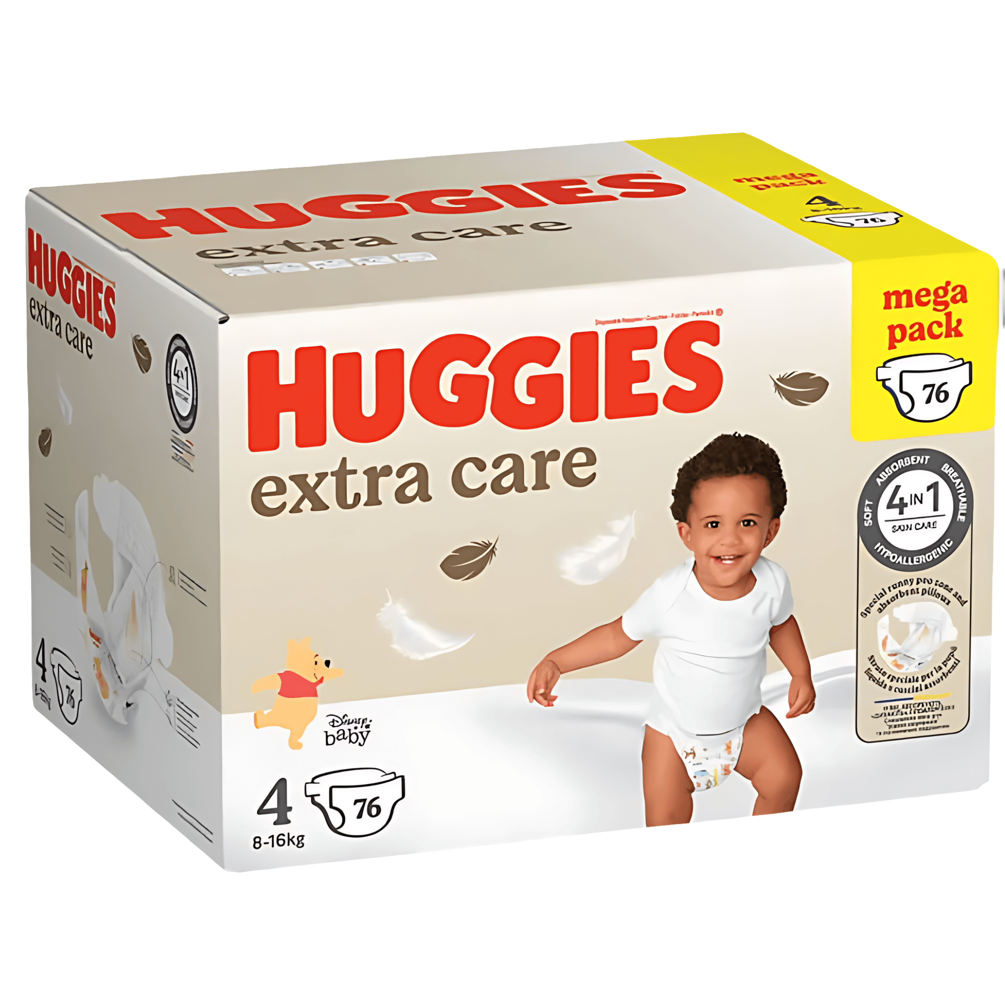 Scutece Huggies Extra Care, marimea 4, 8 - 16 kg, 76 bucati