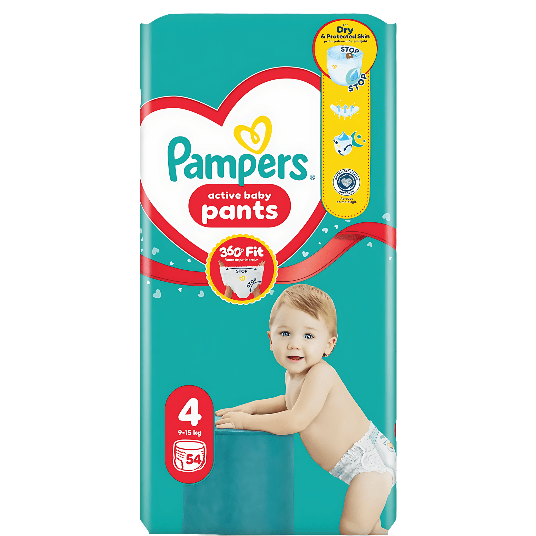 Scutece chilotel Pampers Active Baby, marimea 4, 9-15 kg, 54 bucati