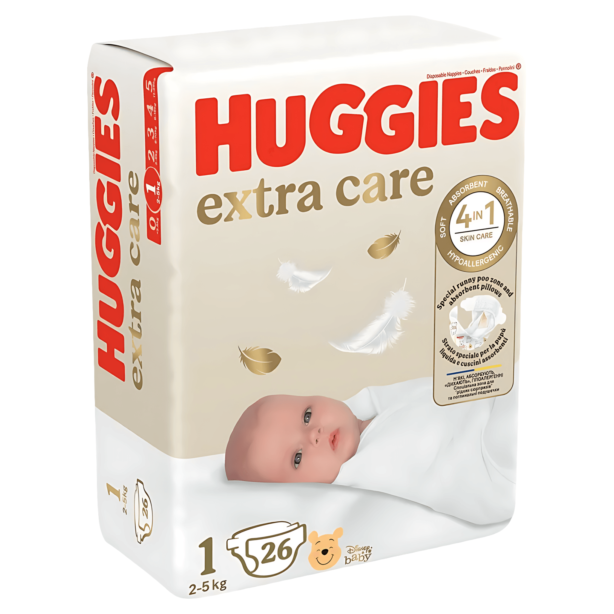 Scutece Huggies Extra Care, marimea 1, 2 - 5 kg, 26 bucati