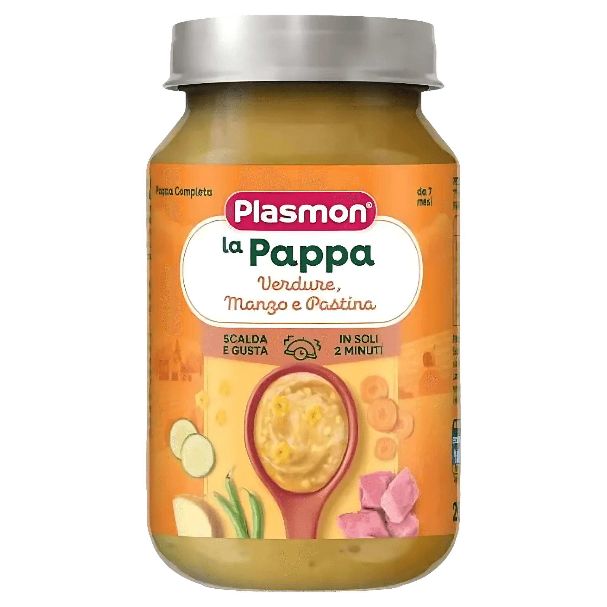 Meniu cu vita, legume si paste Plasmon La Papa, de la 7 luni, 200 g