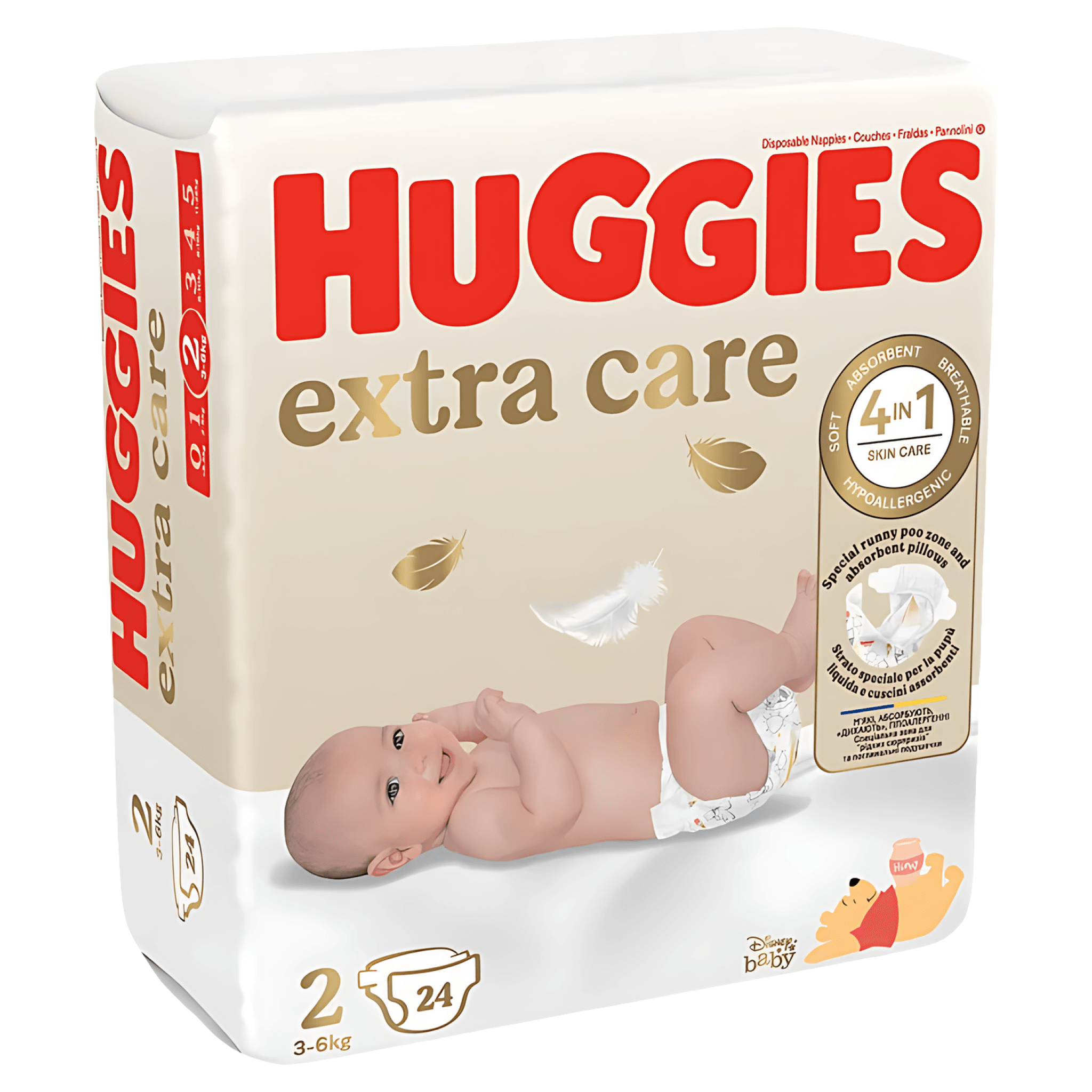 Scutece Huggies Extra Care, marimea 2, 3 - 6 kg, 24 bucati