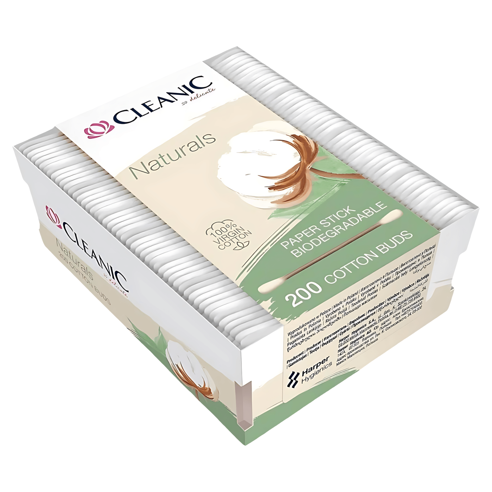 Betisoare de urechi Cleanic, 100%Virgin Cotton, 200 bucati