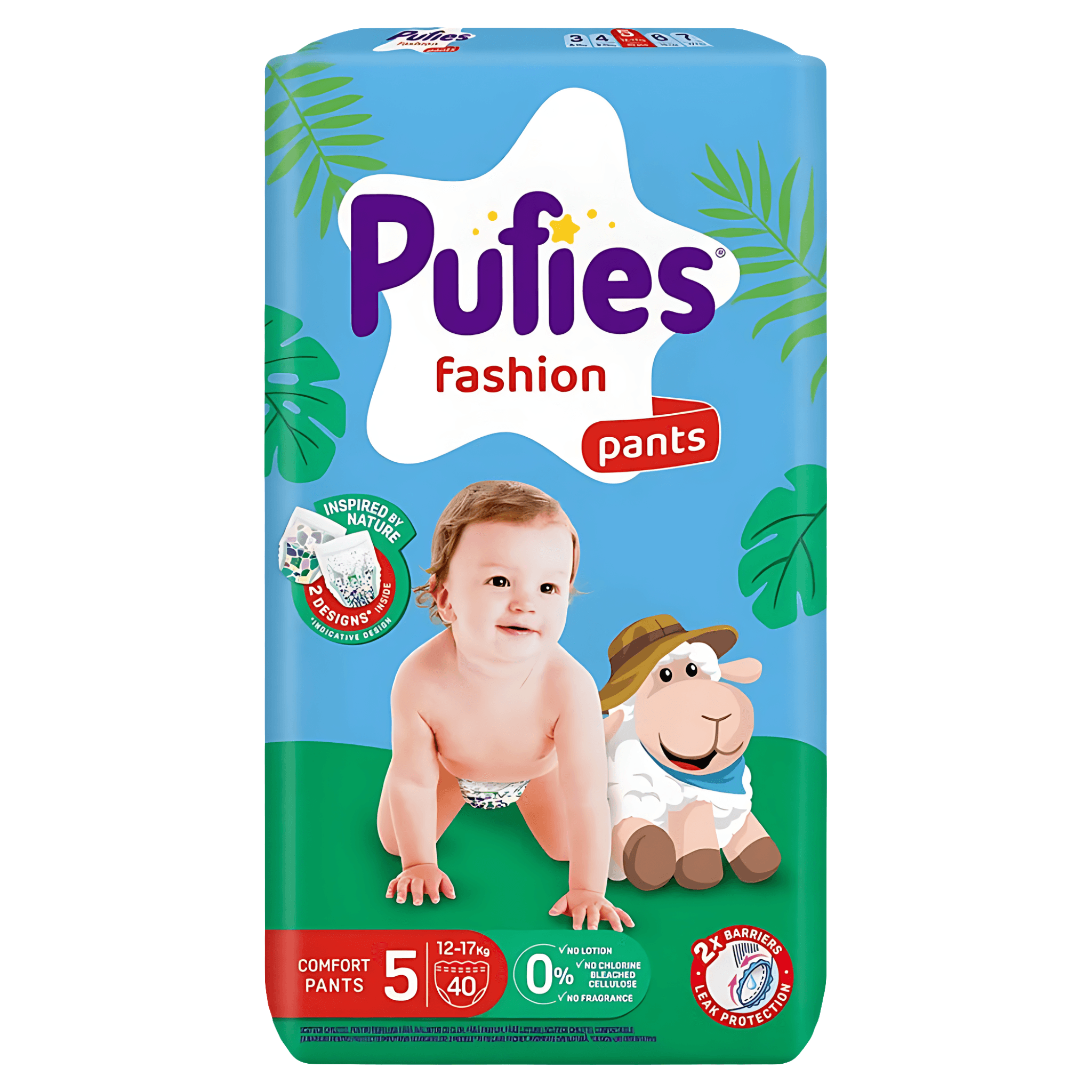 Scutece Chilotel Pufies Fashion & Nature, marimea 5, 12 - 17 kg, 40 bucati