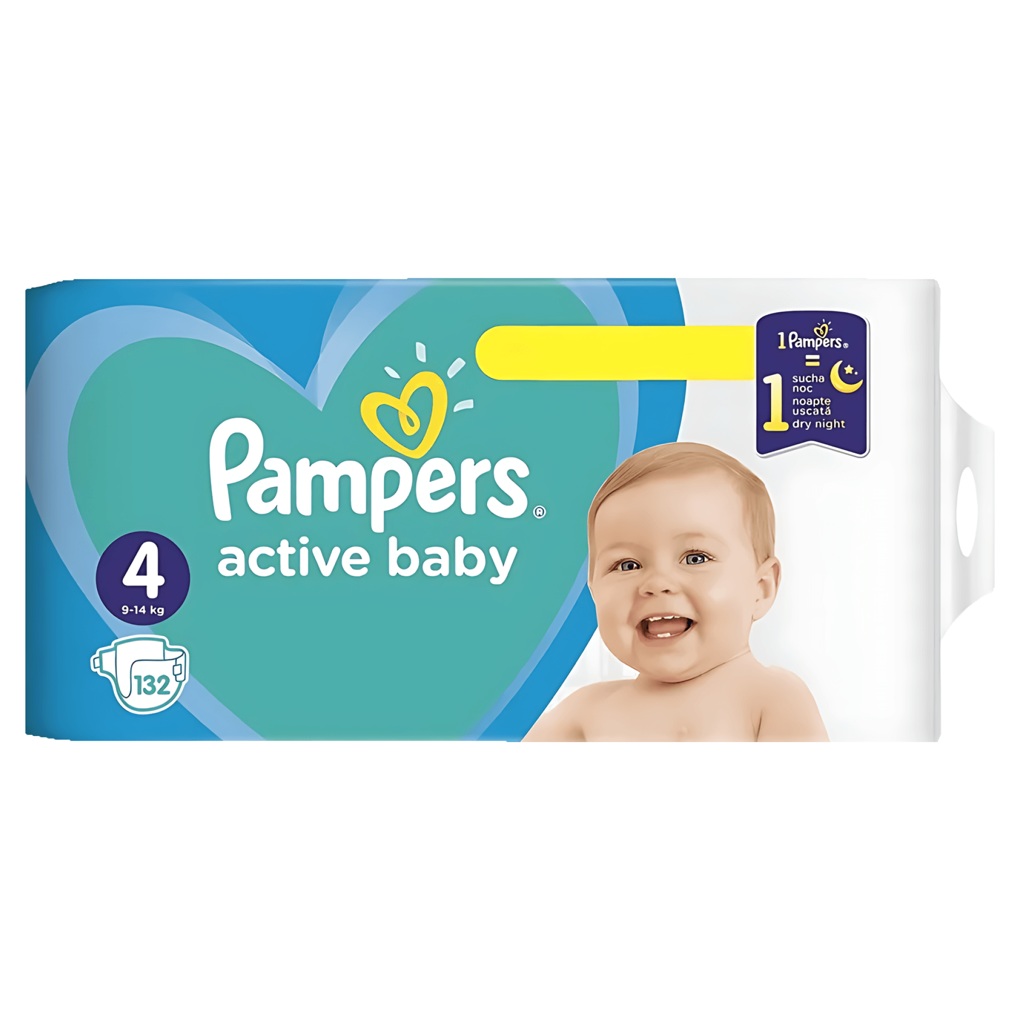 Scutece Pampers Active Baby, marimea 4, 9 - 14 kg, 132 bucati