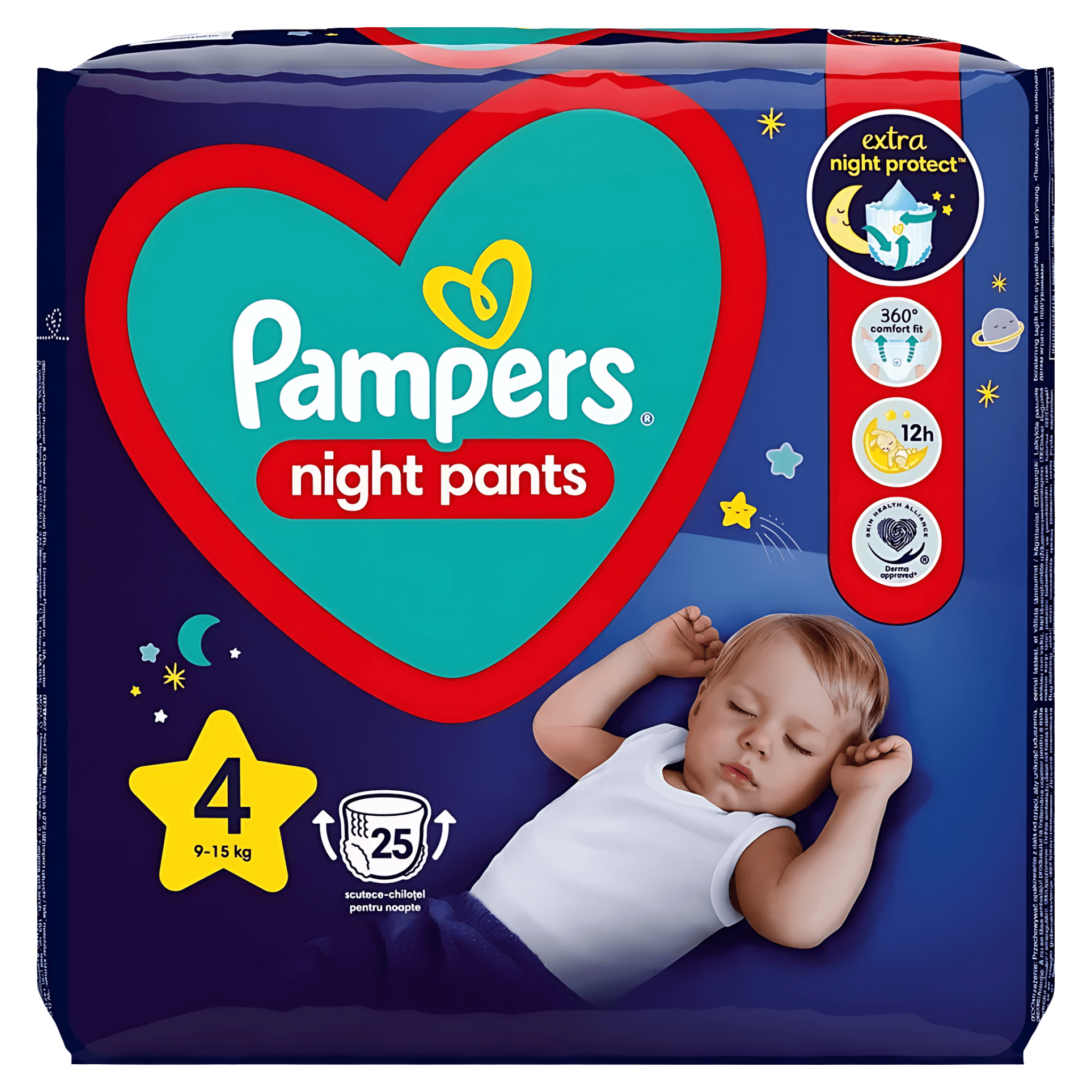 Scutec Chilotel de noapte Pampers Night, marimea 4, 9 - 15 kg, 25 bucati