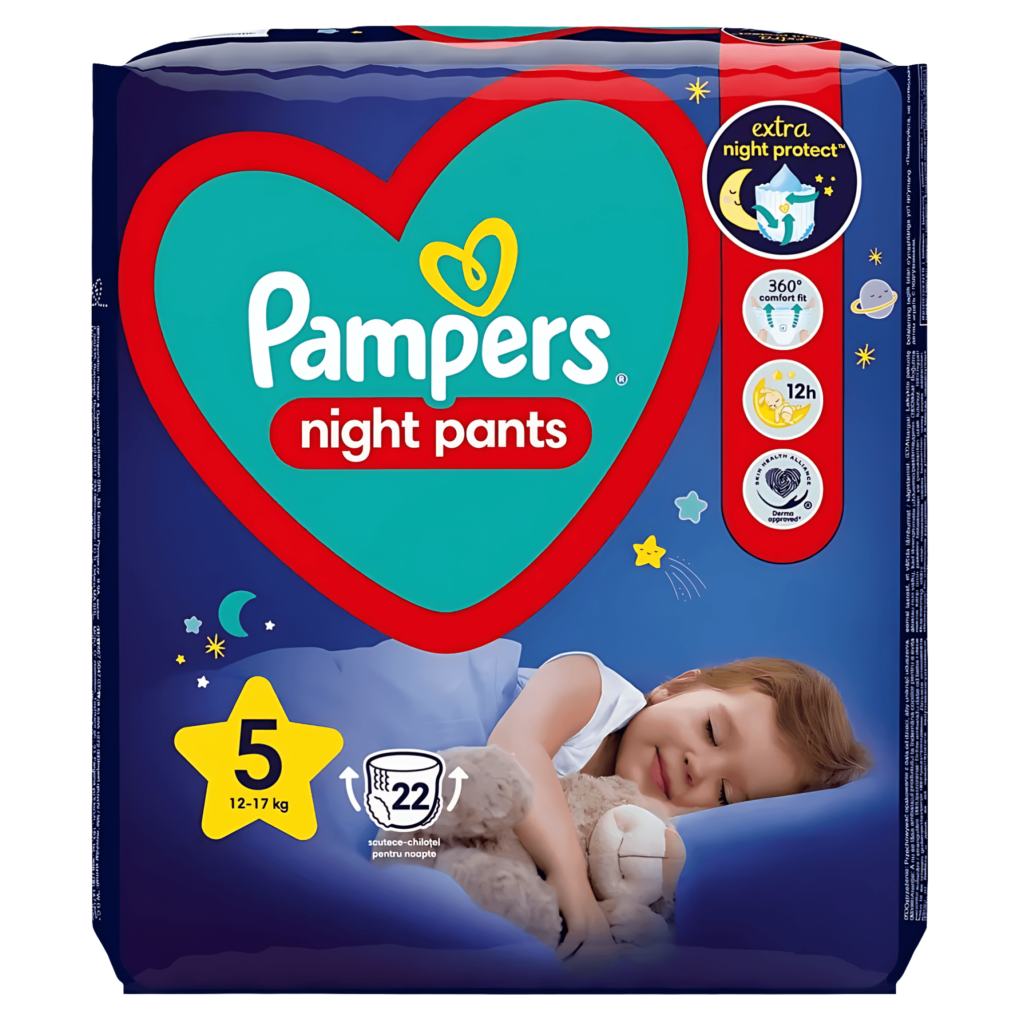 Scutec Chilotel de noapte Pampers Night, marimea 5, 12 - 17 kg, 22 bucati