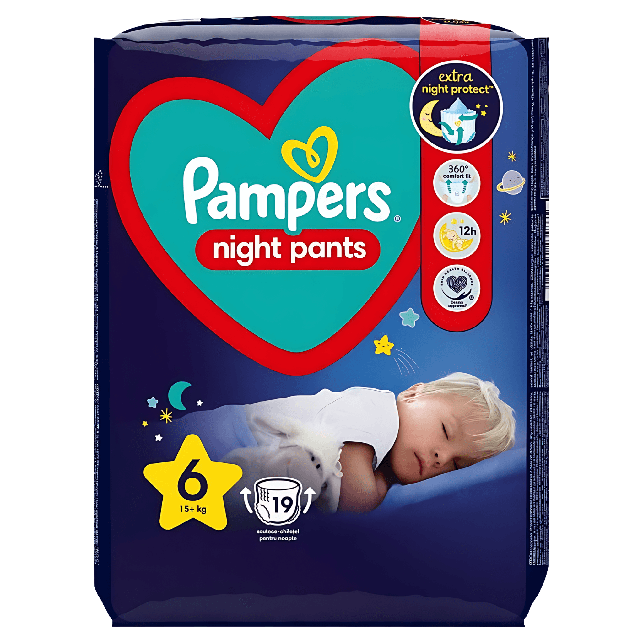 Scutec Chilotel de noapte Pampers Night, marimea 6, 15+ kg, 19 bucati