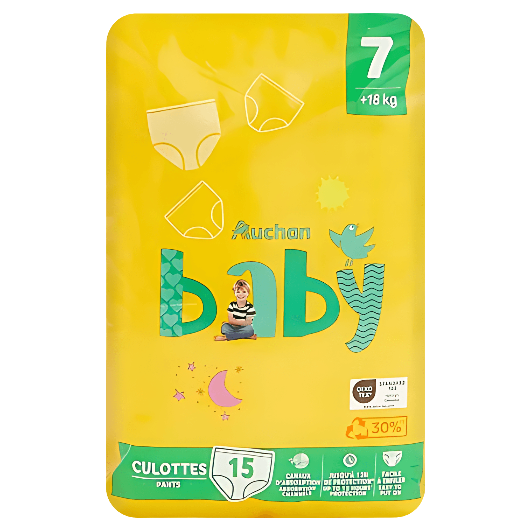 Scutece Chilotel Auchan Baby, marimea 7, 18+ kg, 15 bucati