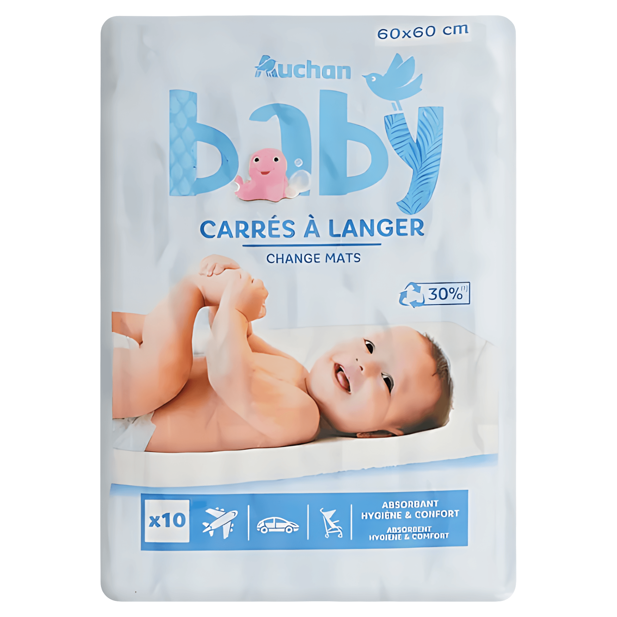 Aleze Auchan Baby, 60 x 60 cm, 10 bucati