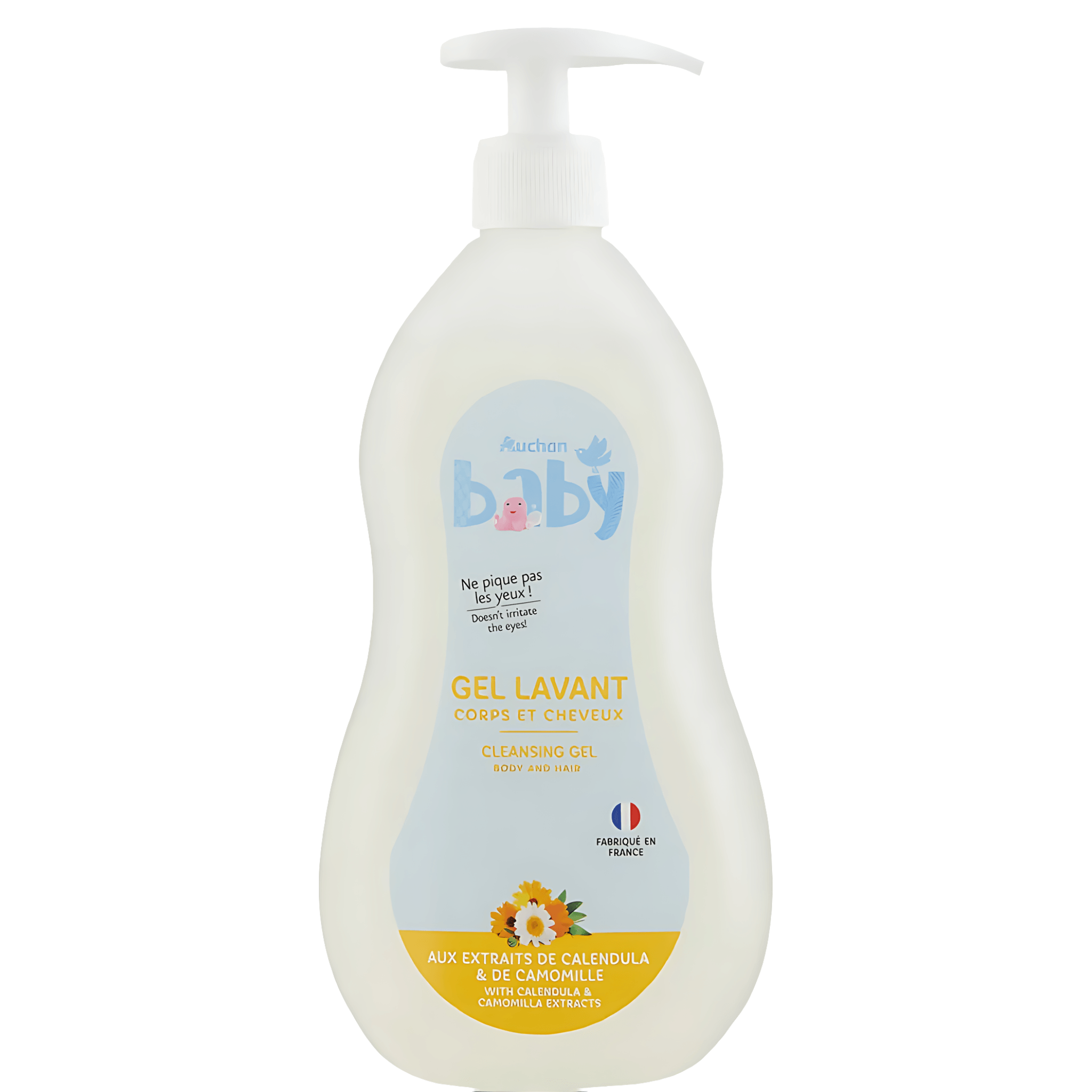 Sampon si gel de dus Auchan Baby, cu extract de musetel, 750ml