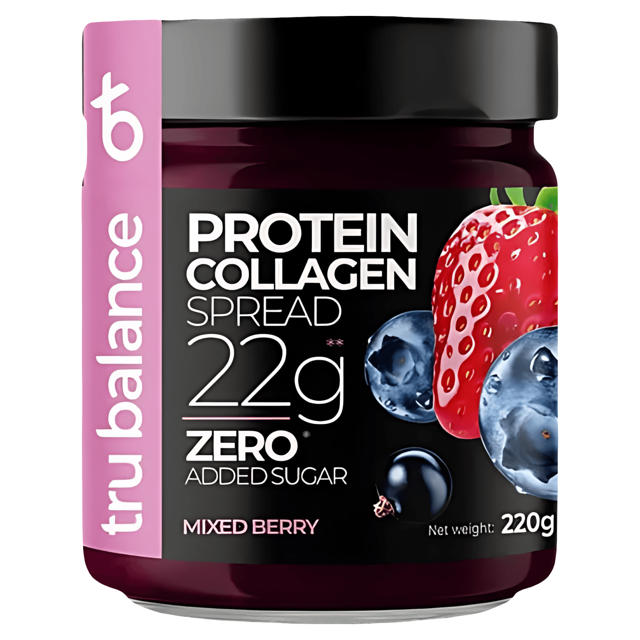 Pasta tartinabila din fructe de padure cu proteina si colagen Tru Balance, fara zahar adaugat, 220 g