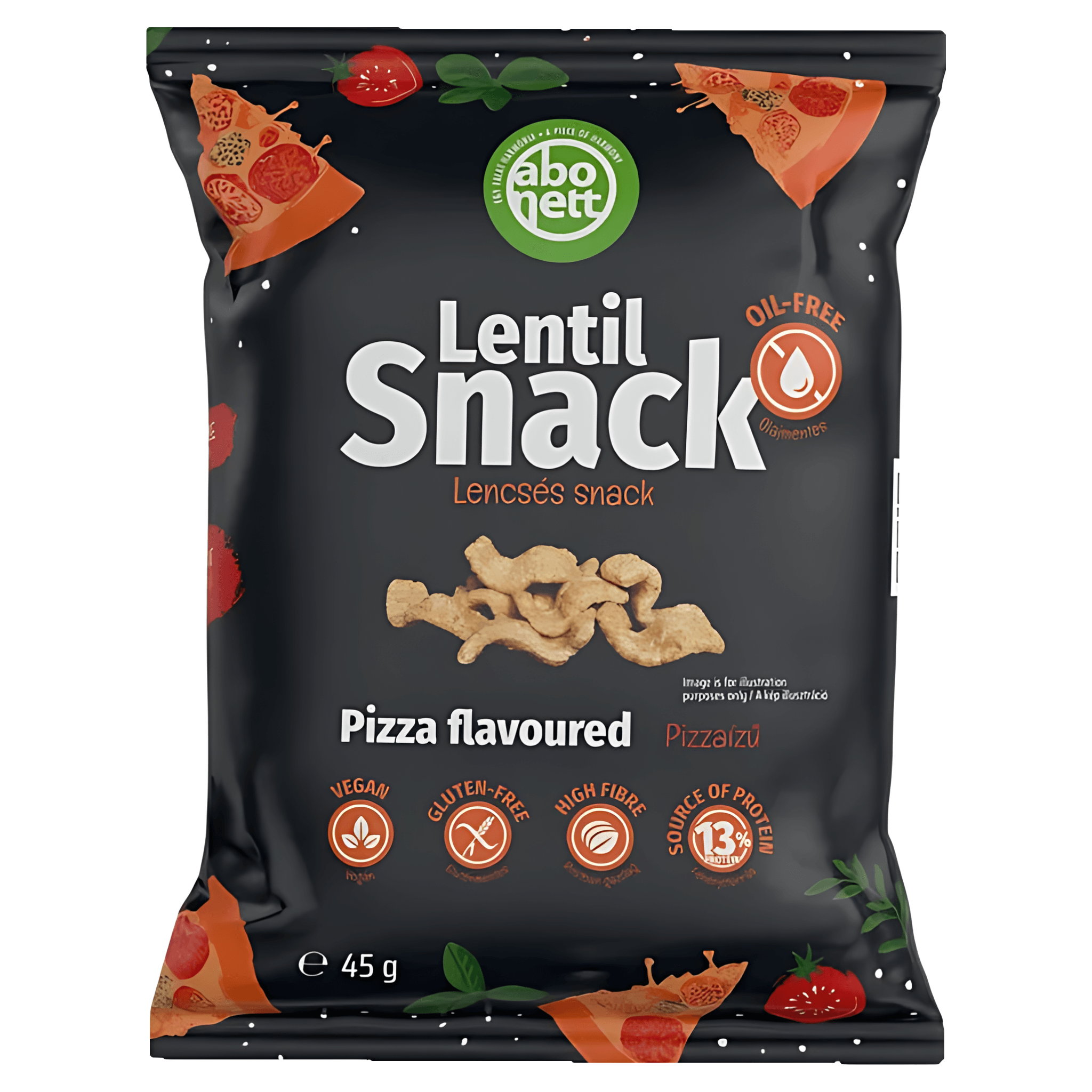 Snack vegan din linte cu aroma de pizza Abonett, fara gluten, 45 g