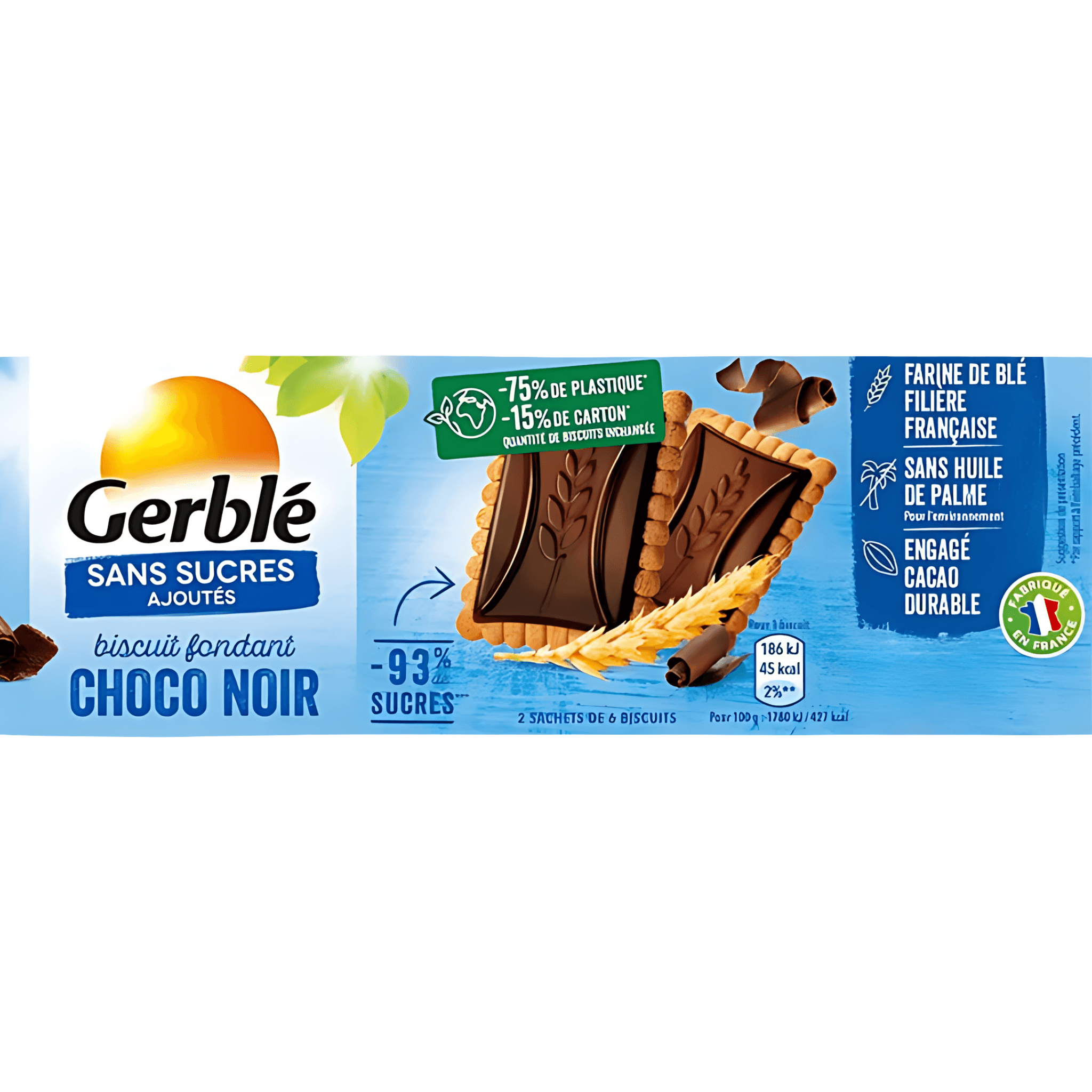 Biscuiti cu tablete de ciocolata neagra Gerble Glucoregul Cioco Light, fara zahar adaugat, 126 g