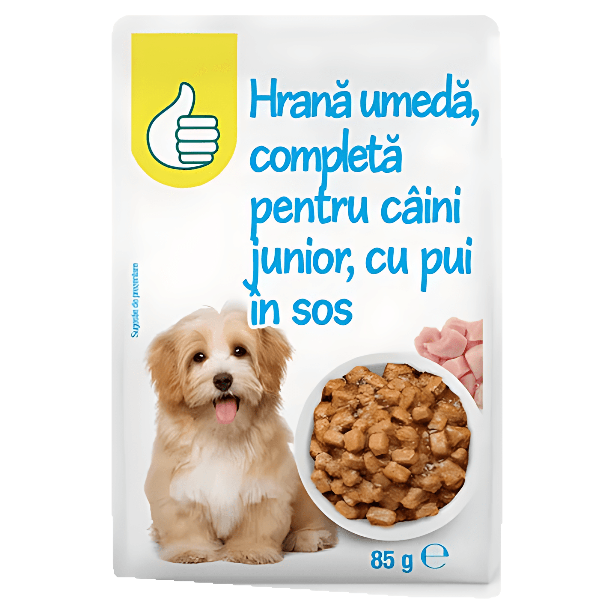 Hrana umeda pentru caini juniori Pouce, pui in sos, 85 g