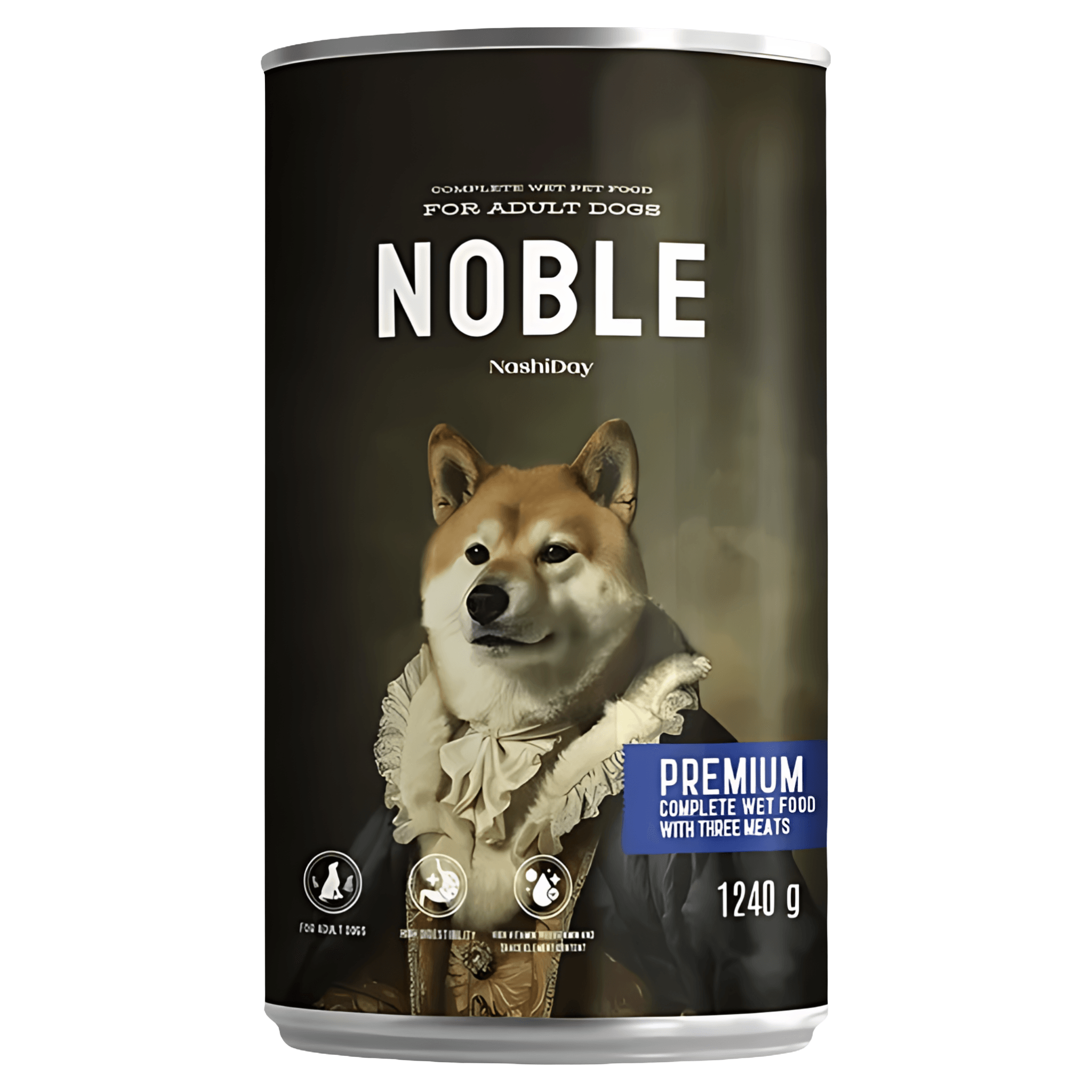 Hrana umeda pentru caini adulti Noble 3 feluri de carne, pui, vita si porc, 1240 g