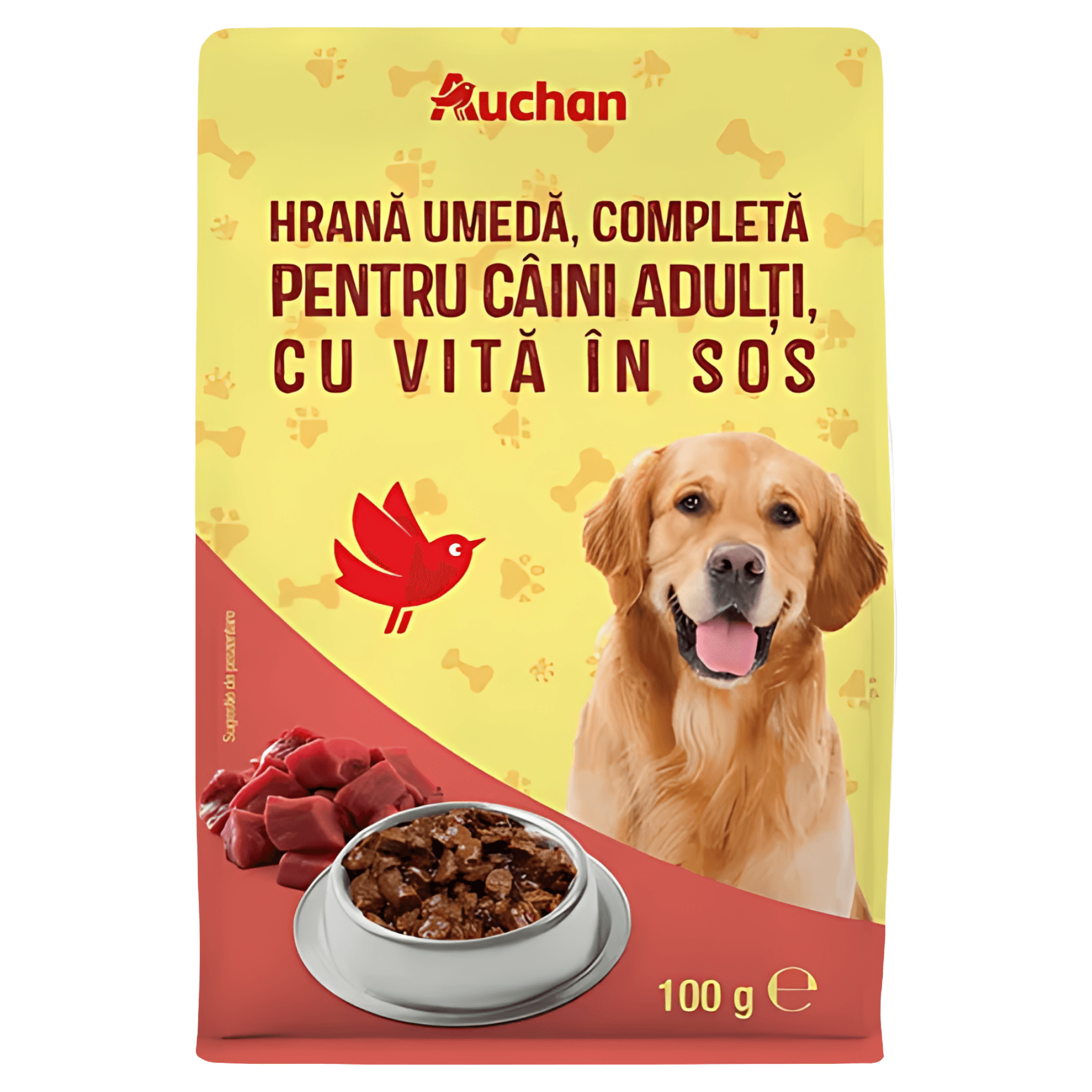 Hrana umeda pentru caini adulti Auchan, vita in sos, 100 g
