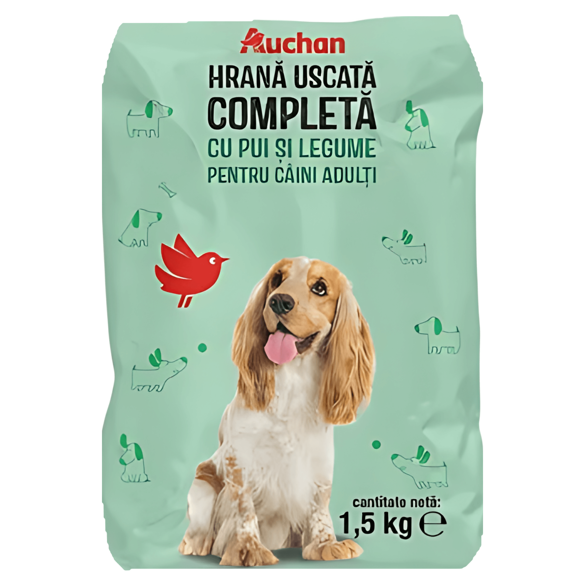 Hrana uscata pentru caini Auchan, cu pui si legume, 1.5 kg