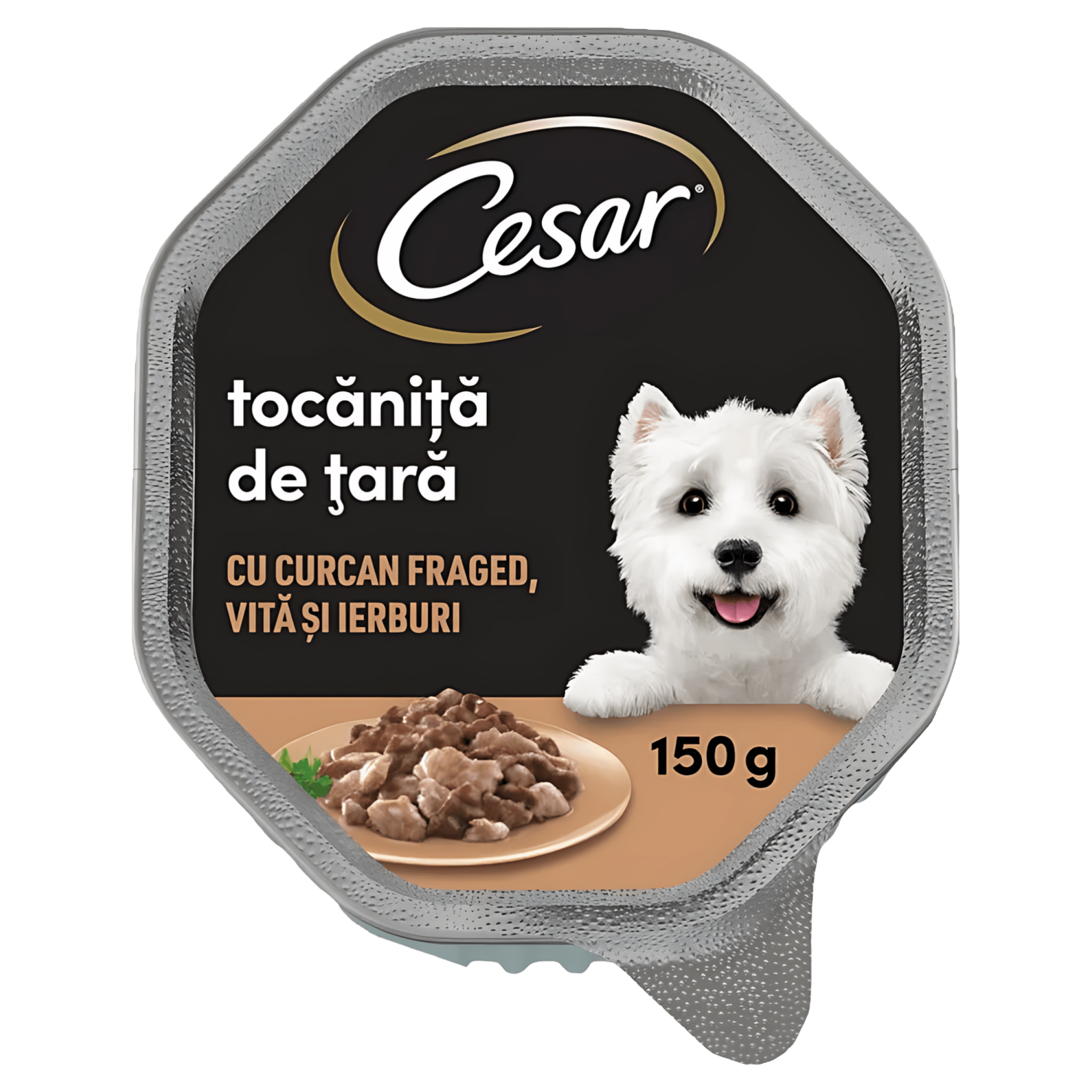 Hrana umeda pentru caini adulti Cesar, pate cu curcan si vita, 150 g
