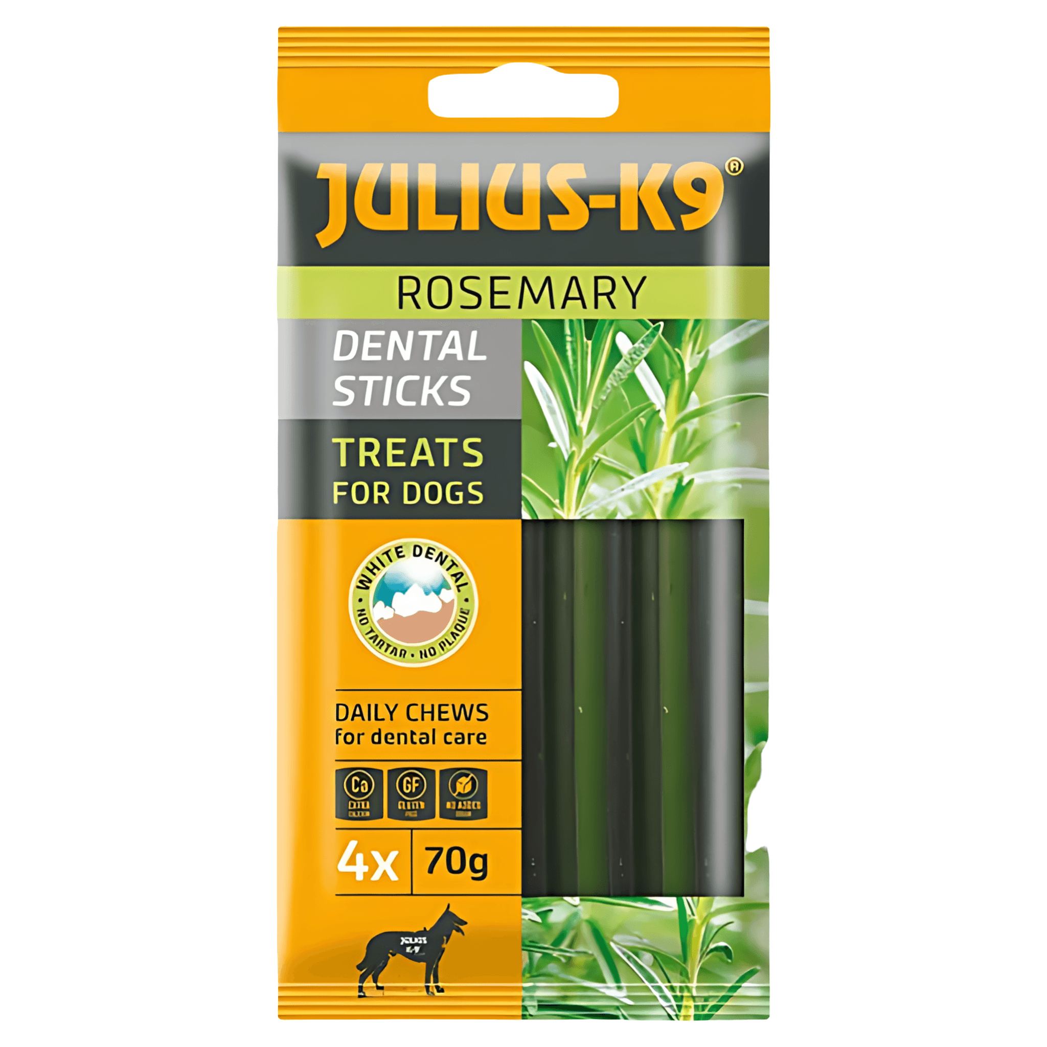 Batoane dentare pentru caini Julius-K9 Dental Sticks, rozmarin, 70 g