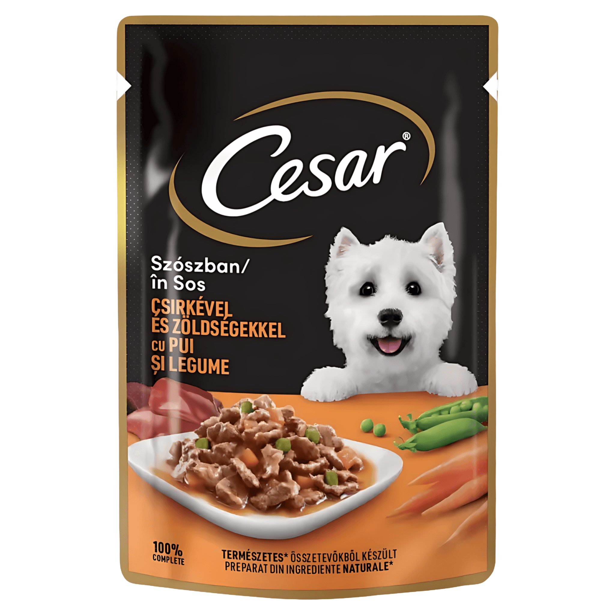 Hrana umeda pentru caini adulti Cesar, cu pui si legume gustoase in sos, 100 g
