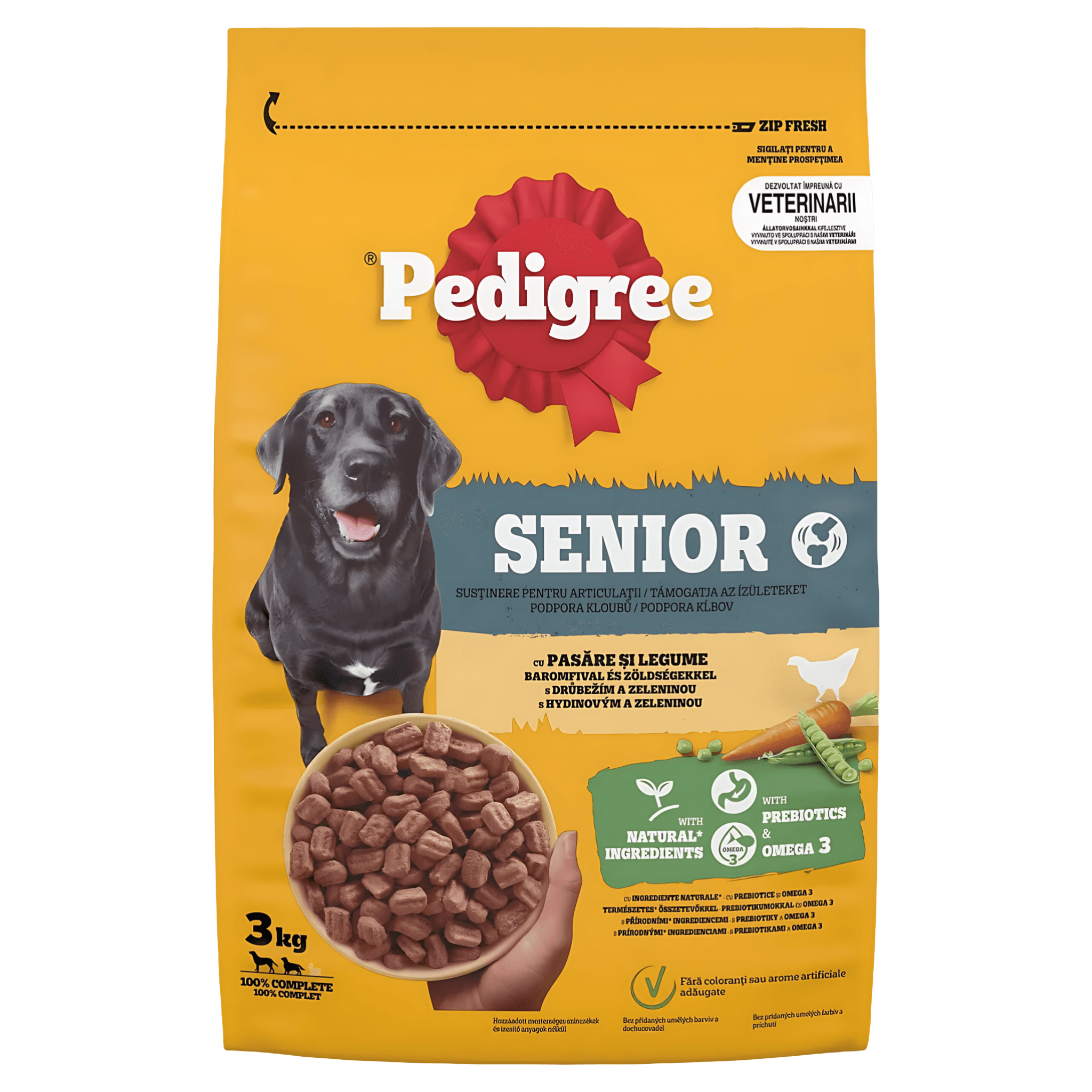 Hrana uscata pentru caini seniori de talie mica Pedigree, pasare si legume, 3 kg