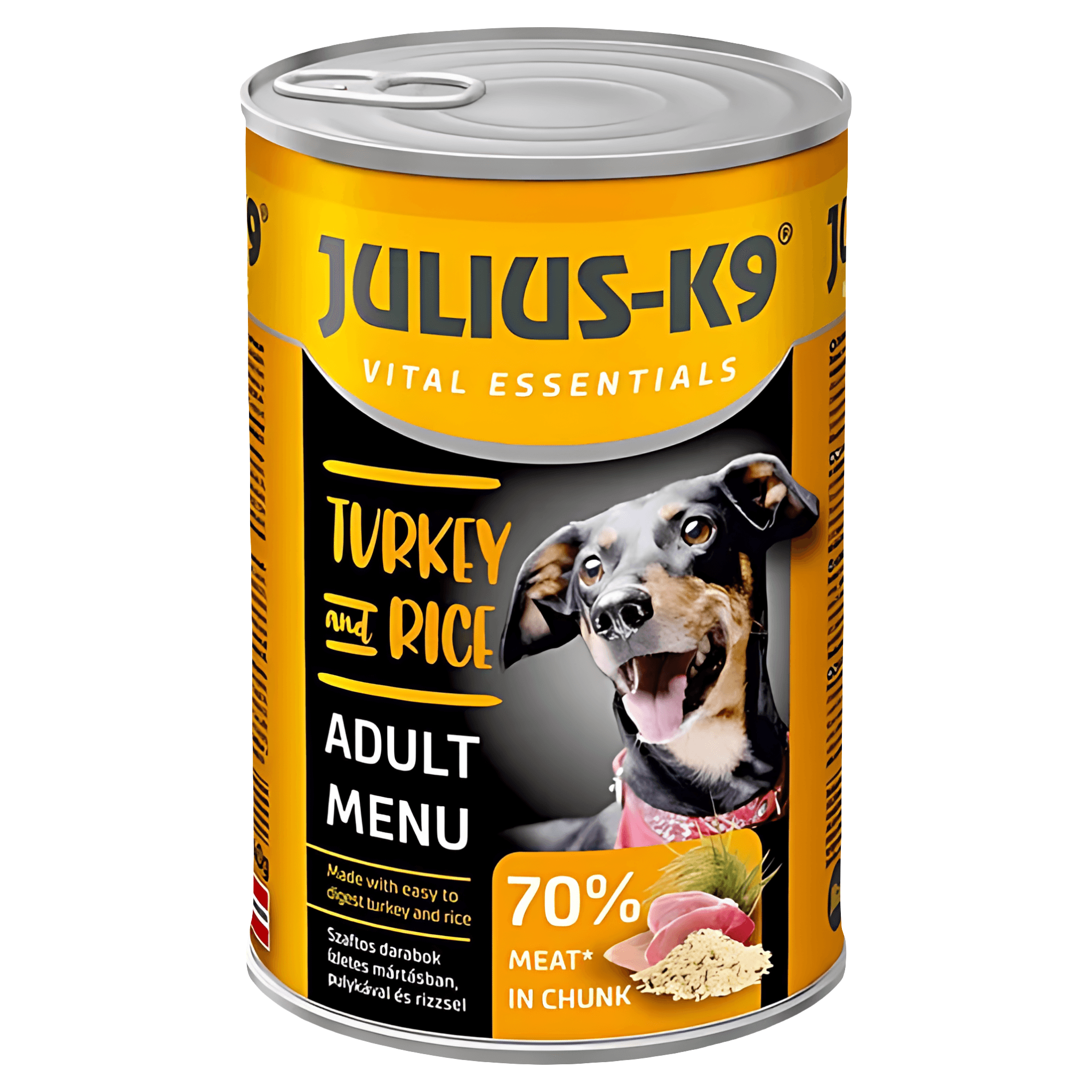 Hrana umeda pentru caini adulti Julius-K9, curcan si orez, 1240 g