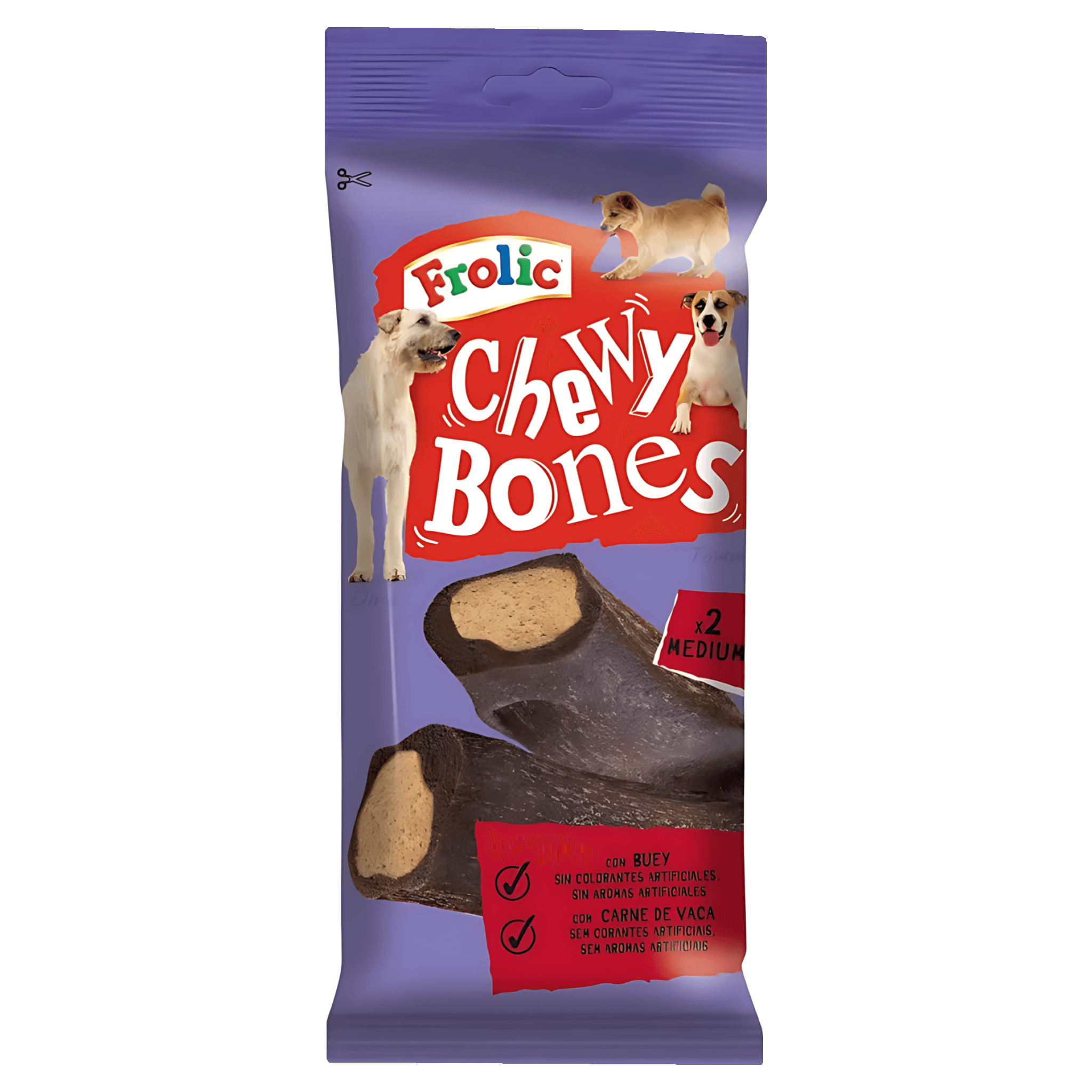 Recompense pentru caini adulti Frolic Chewy Bones, cu vita, 2 bucati, 70 g