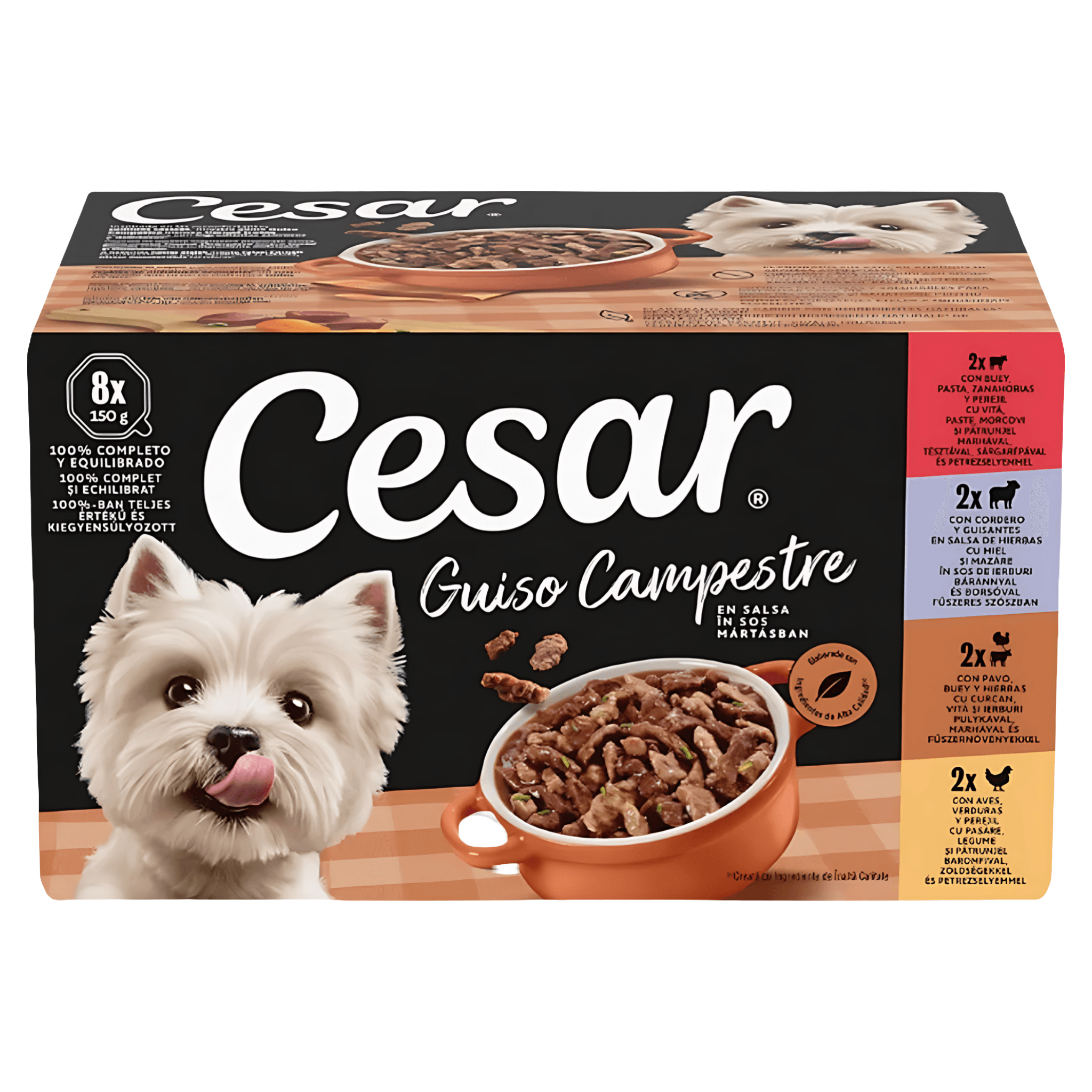 Pate pentru caini Cesar, mix de sortimente, 4 x 150 g