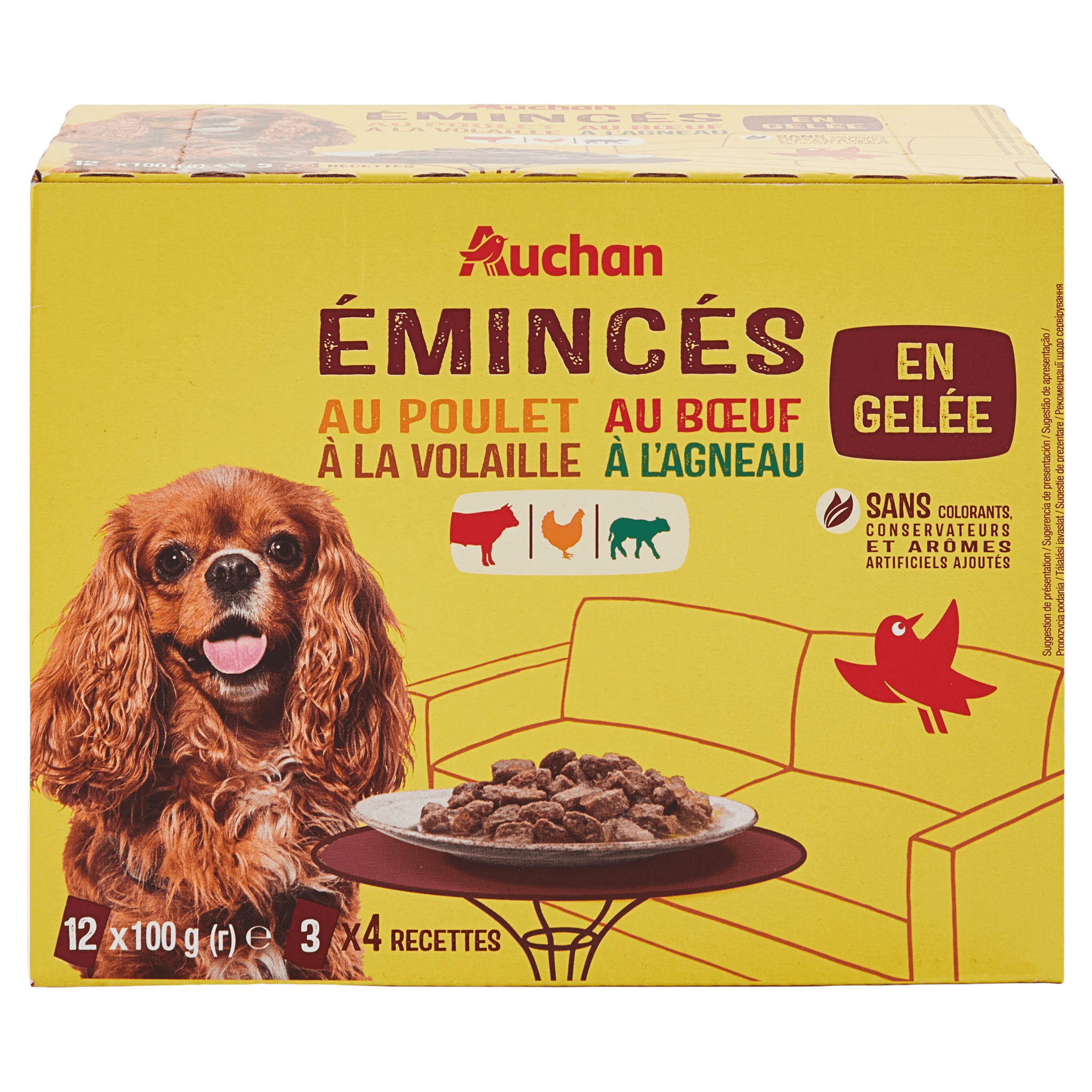 Hrana umeda pentru caini adulti Auchan, 12 x 100 g