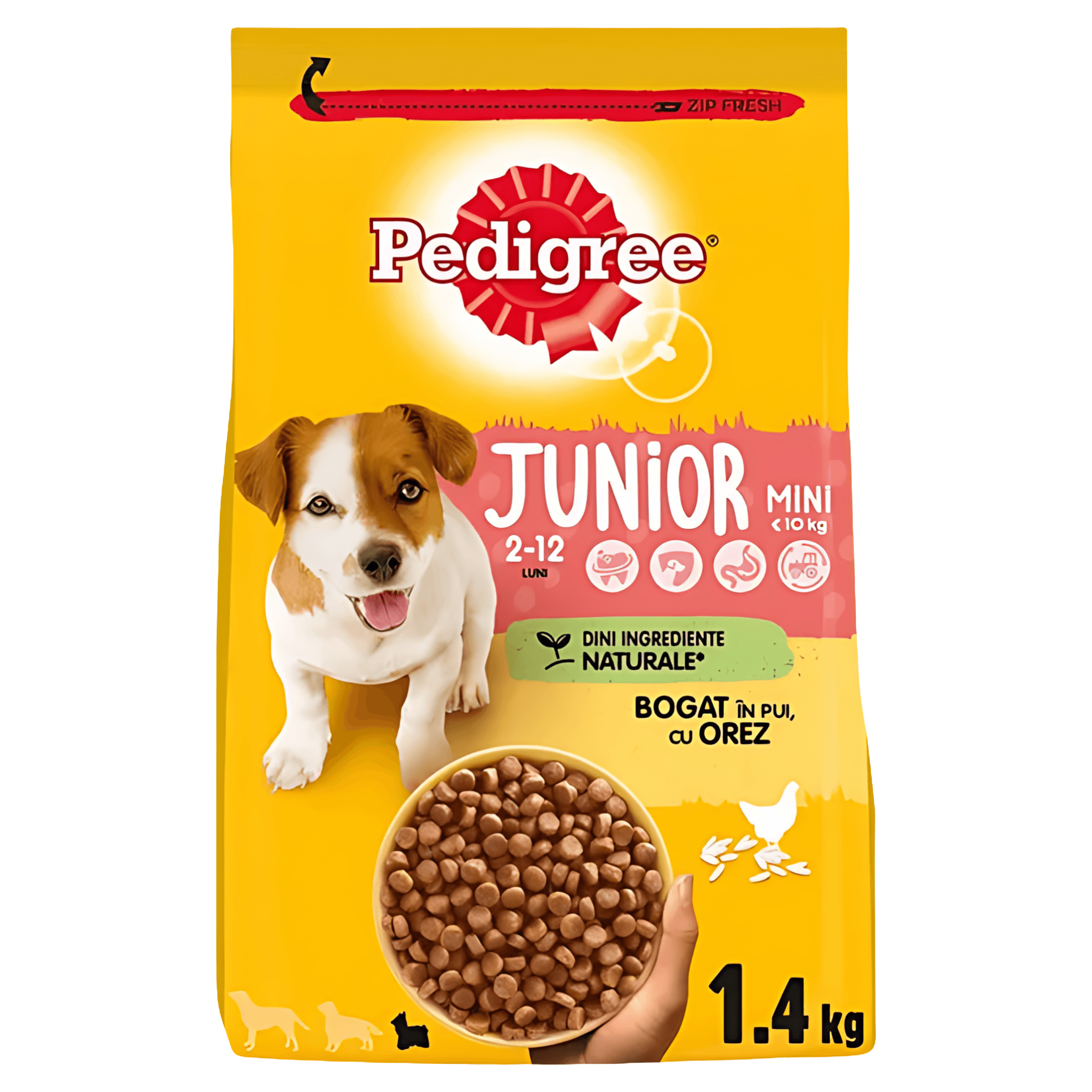 Hrana uscata pentru caini juniori Pedigree, cu pui si orez, 1.4 kg