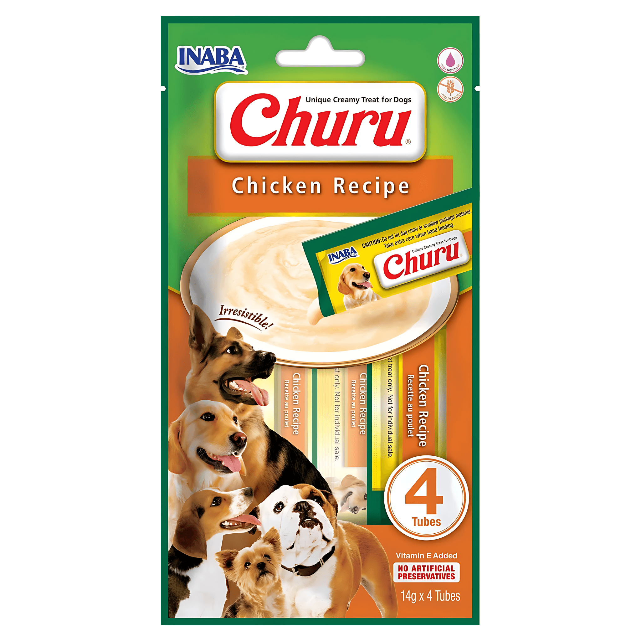 Recompense cremoase pentru caini Inaba Churu, pui, 4 x 14 g