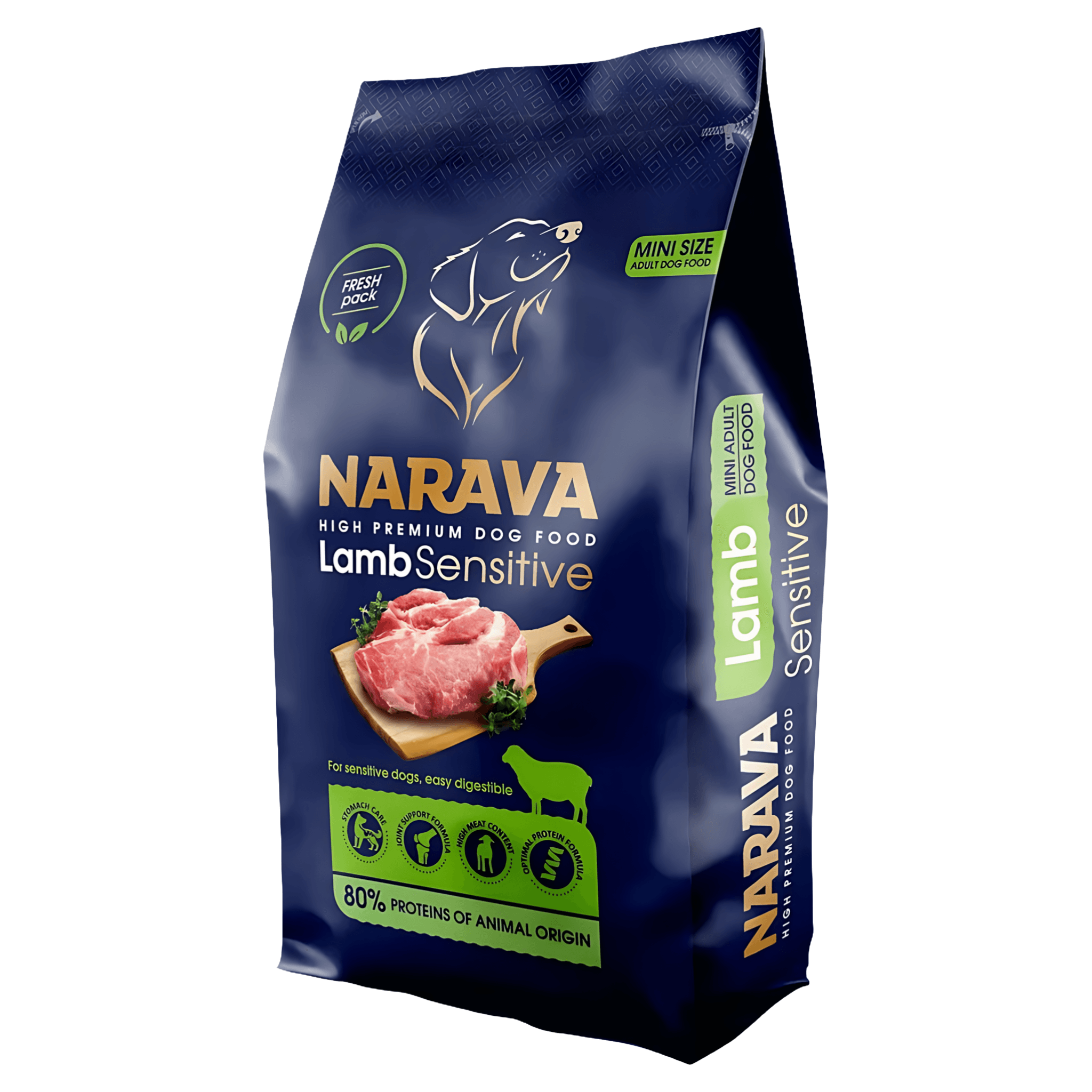 Hrana uscata pentru caini adulti de talie mica Narava, miel, 2 kg
