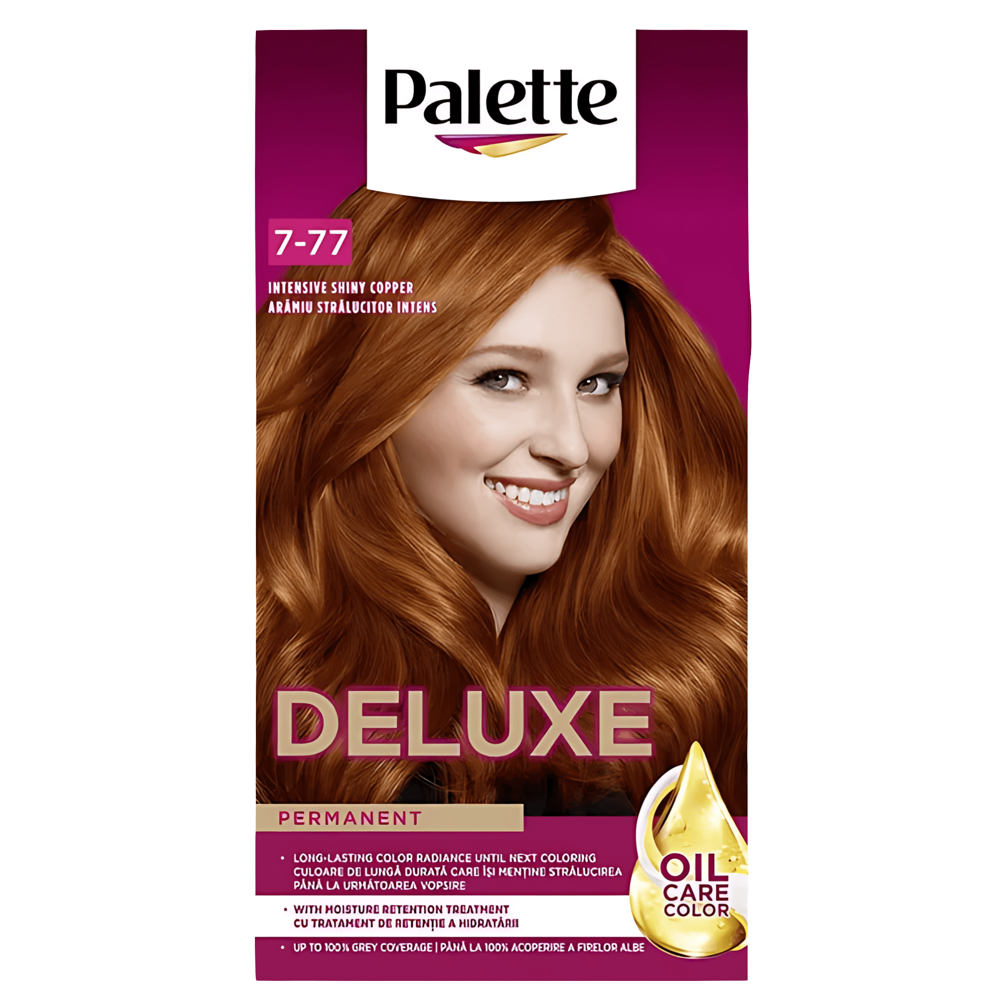 Vopsea de par Palette Deluxe 7-77, aramiu intens stralucitor, 135 ml
